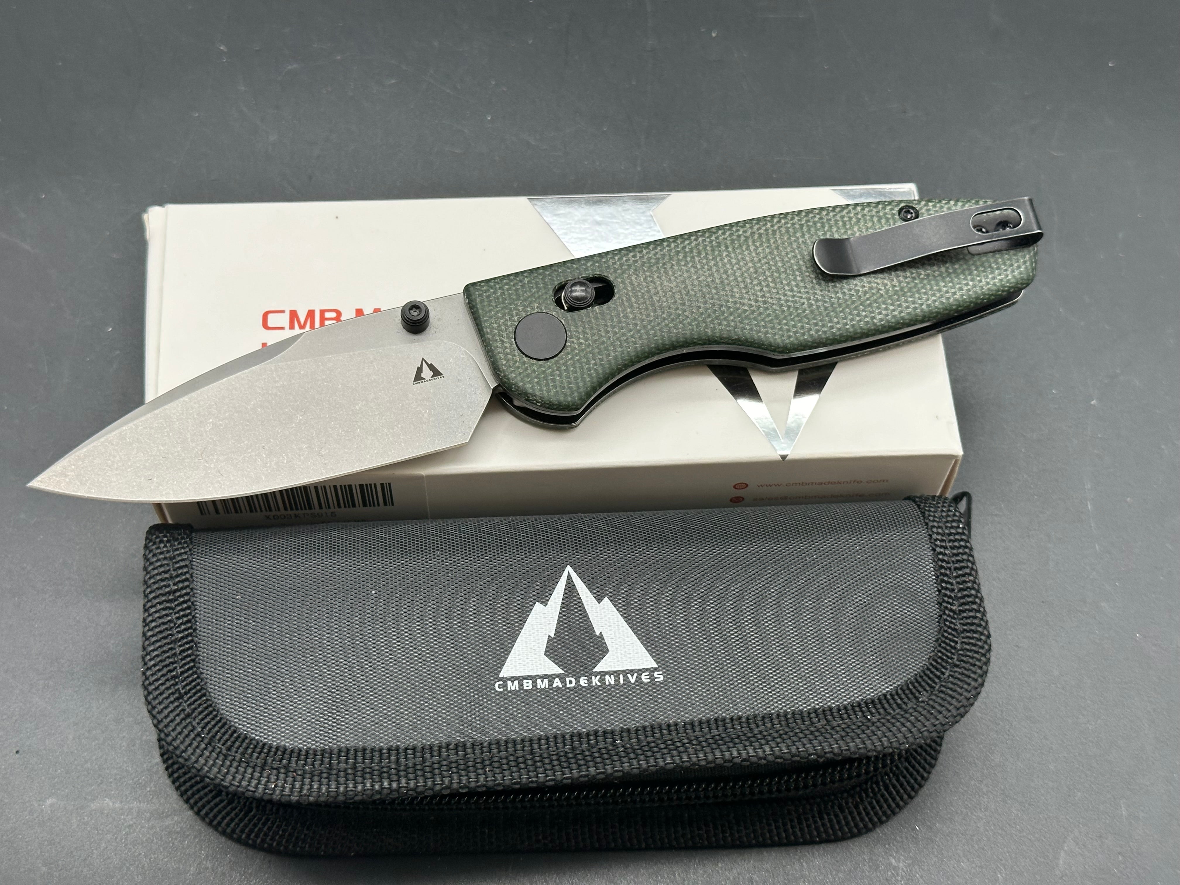 CMB Predator Axis Lock Folding Knife - Green Micarta Handle, 3.4
