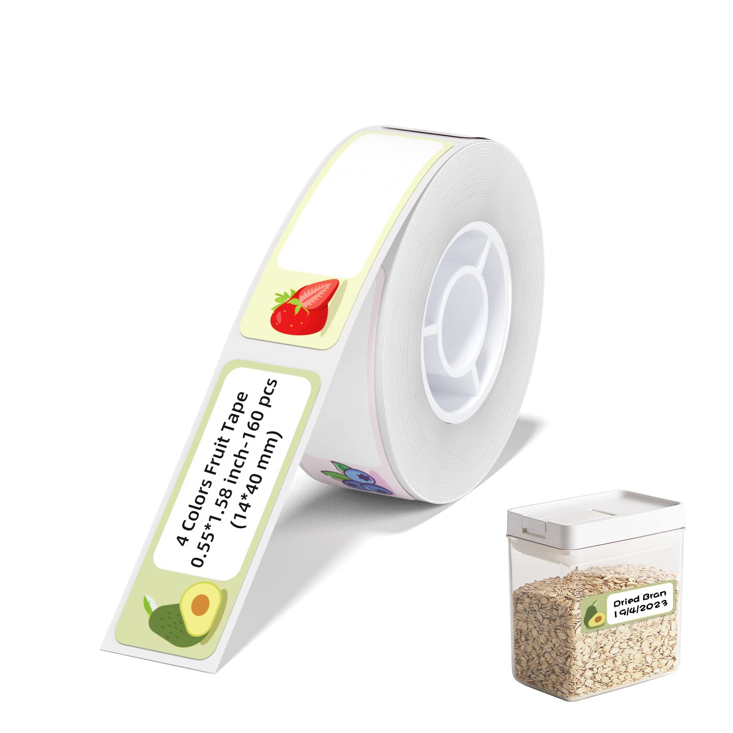 NIIMBOT D11 Label Maker Tape - Compatible Thermal Label Print Paper, Standard Laminated Office Labeling Tape Replacement (Fruit Design) - Perfect for Home, Office & Retail Organization