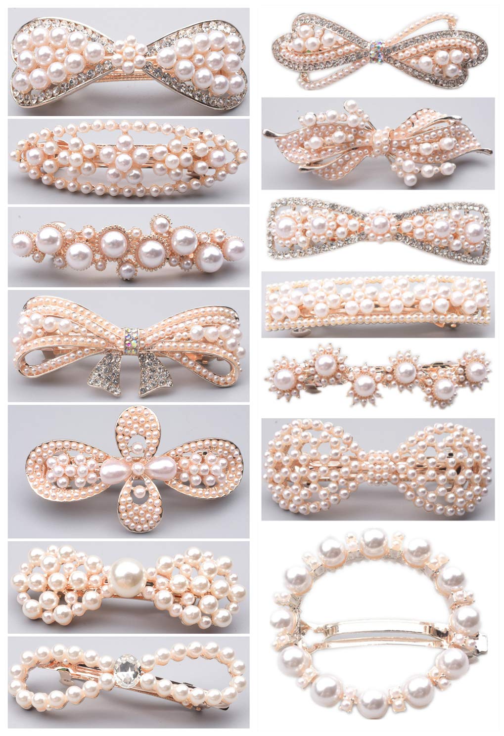 Pearl Rhinestone Hair Clips for Women - Elegant Spring Hairpins, Side Bangs Clips, Bridal Hair Accessories (15 Pack) - Perfect for Weddings, Parties & Everyday Style