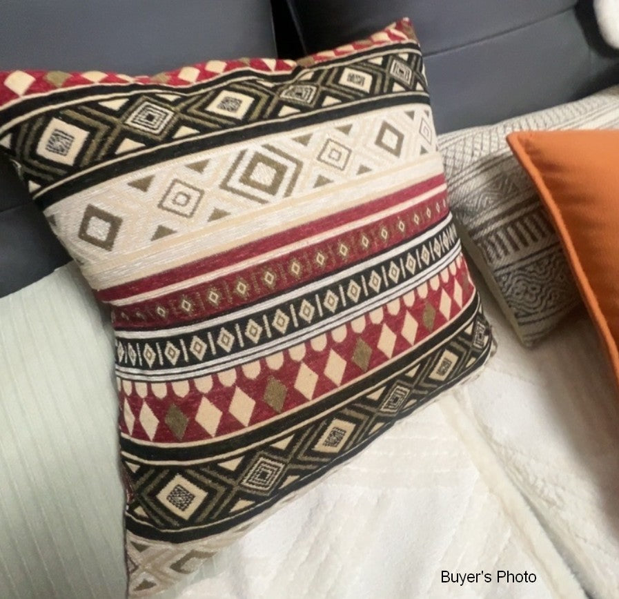 Geometric Pattern Chenille Throw Pillow for Couch - Bohemian Decorative Sofa Pillows - Extra Large Modern Decorative Throw Pillows for Living Room, Bedroom & Home Decor