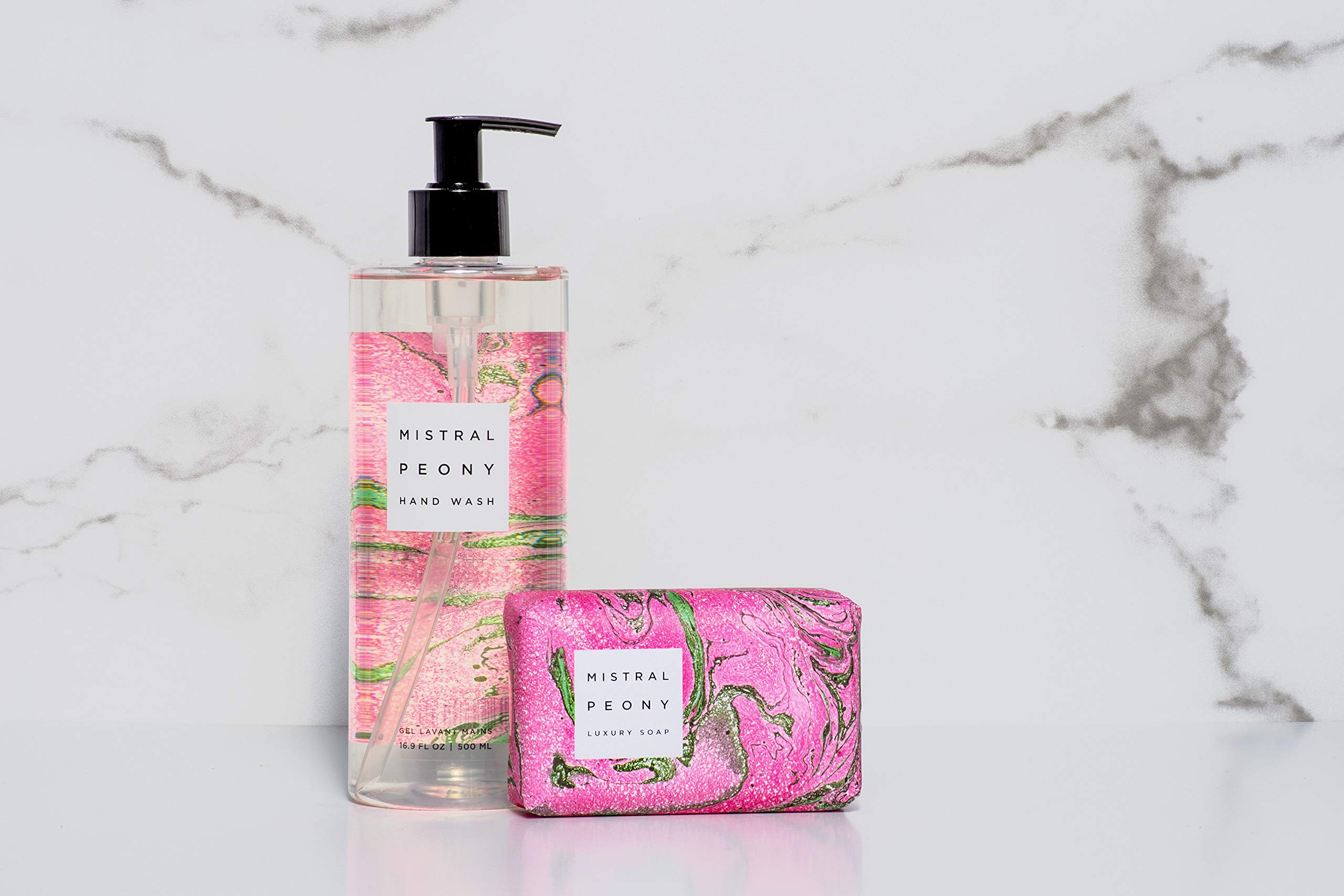 Mistral Marbles Peony Scented Hand Wash - 16.9 fl oz | Gentle Moisturizing Liquid Soap for Bathroom & Kitchen | Refreshing Floral Fragrance for Home & Office Use