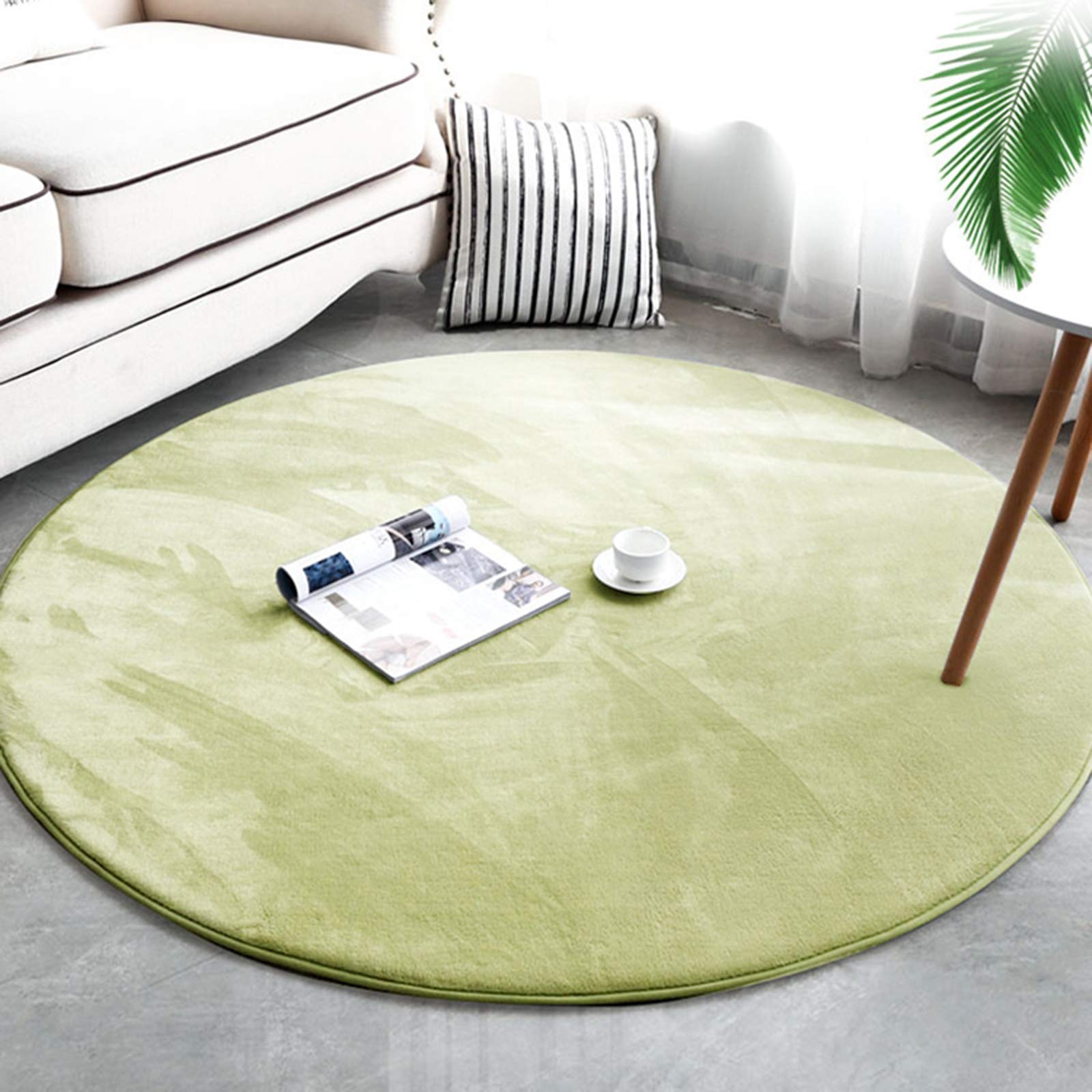 Super Soft Shag Area Rug 4'6”x4'6” - Handmade Knitted Faux Fur Rug for Kids Playroom, Nursery Decor & Bedside - Non-Slip Baby Crawling Carpet for Playtime, Learning & Cozy Home Decor