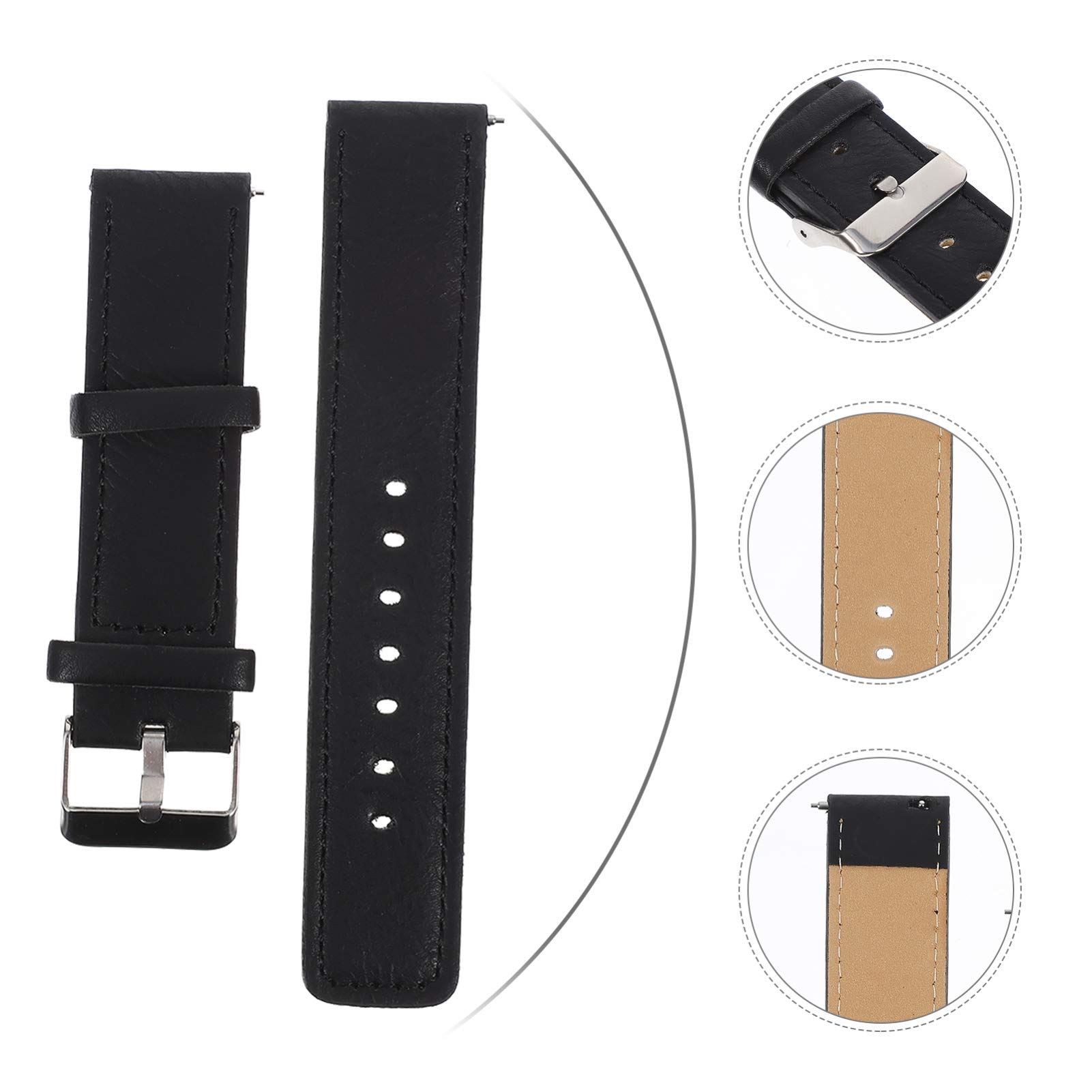20mm Black Leather Watch Strap for Xiaomi Haylou LS02 - Smartwatch Accessory for Work & Casual Wear