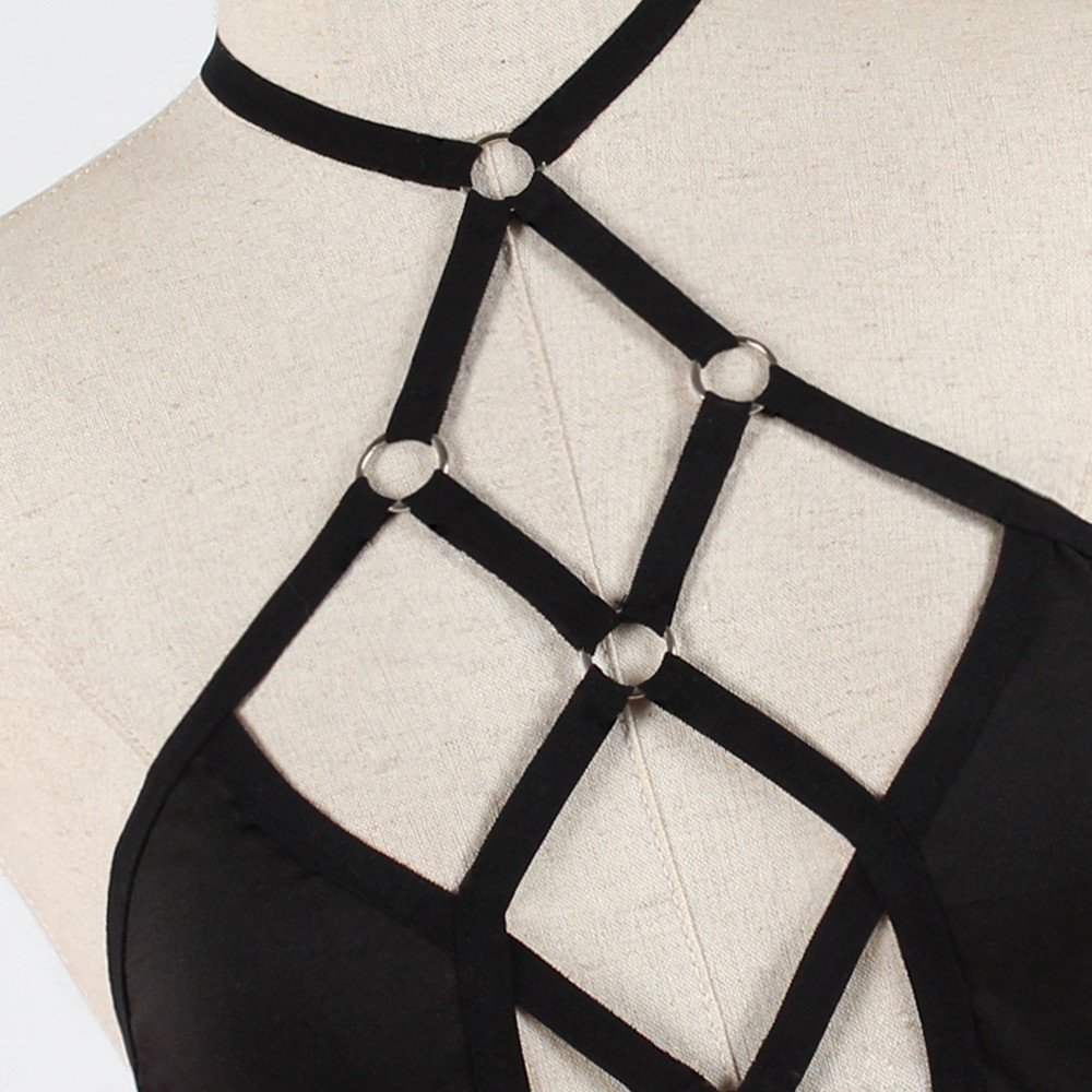 Sexy Transparent Hollow Bandage Top Up Bra Push Up Underwear for Women - Black Lingerie Corset for Date Night & Special Occasions
