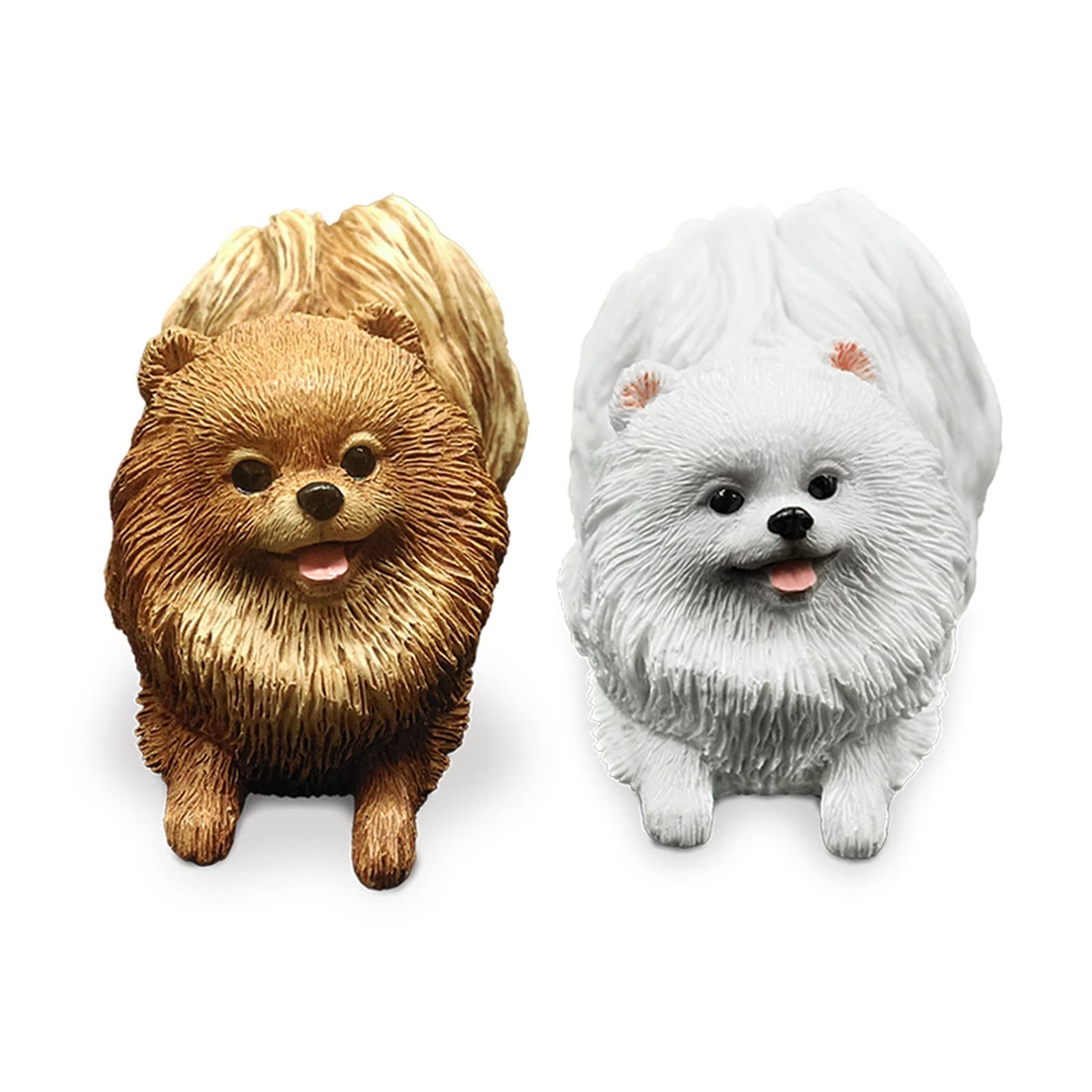 BELLAALONG Mini Pomeranian Dog Resin Pet Model - Realistic Animal Figurine for Home & Office Decor, Jungle Themed Crafts, Collectible Ornament (Color A) - Perfect for Shelf Displays, Gift Giving, and Animal Lover Collections