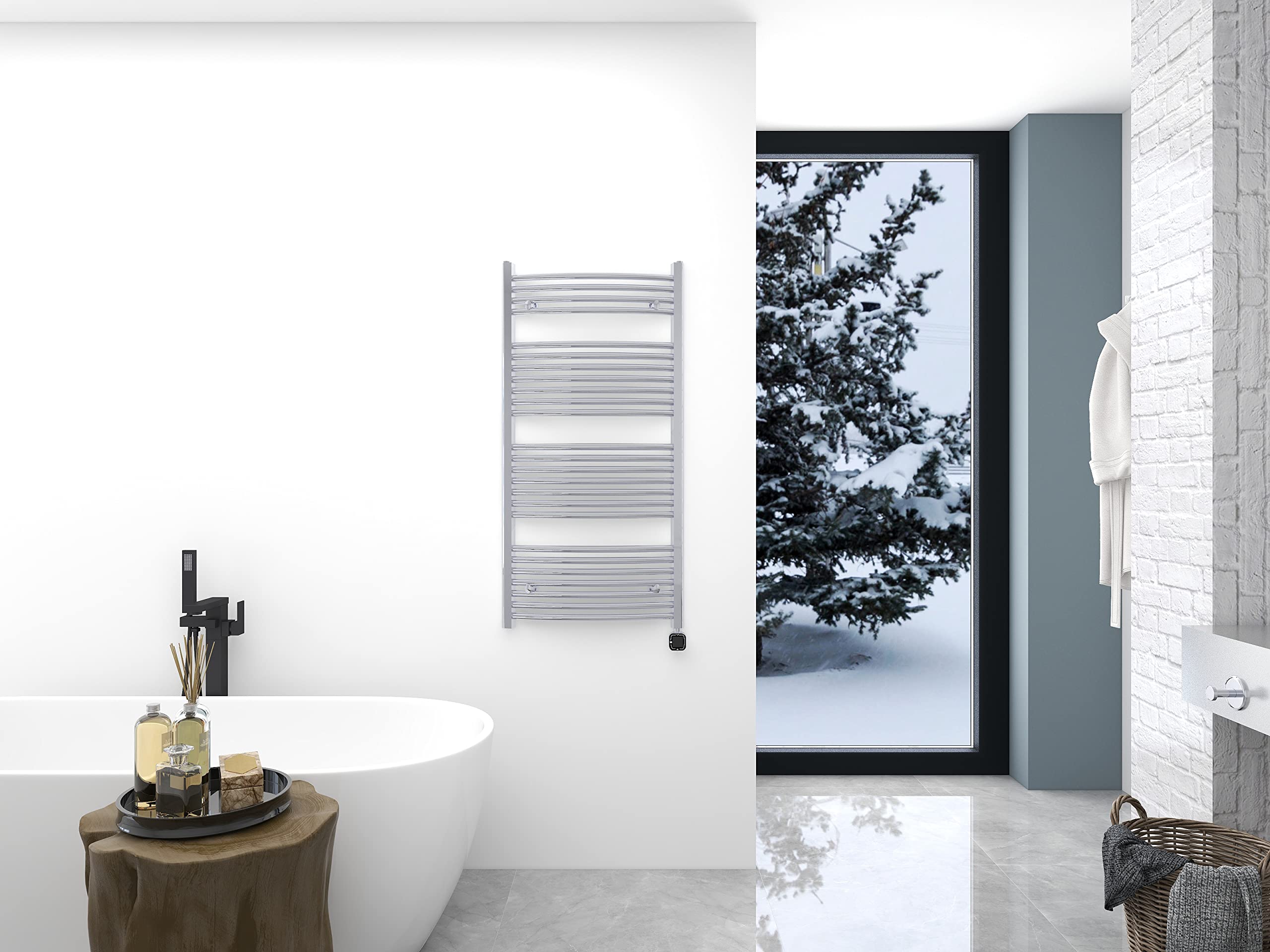 HEATGENE Smart Towel Warmer with Timer & Temperature Control - Large Electric Heated Towel Rack with Alexa & Google Home Compatibility - Bathroom Luxury Essentials for Spa, Hotel & Home Use (Chrome)