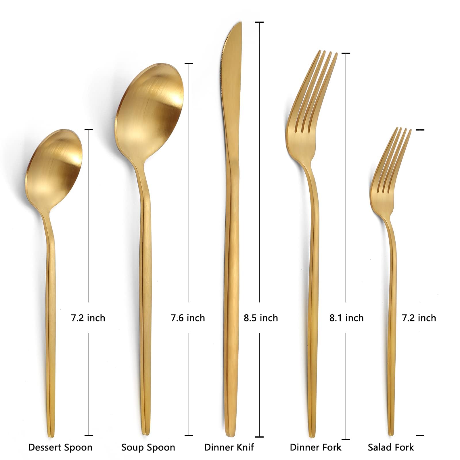 LAZAHOME 40-Piece Matte Gold Silverware Set for 8 - Stainless Steel Flatware Cutlery Set with Spoons & Forks - Satin Polished Finish, Dishwasher Safe - Perfect for Dinner Parties, Weddings & Everyday Dining