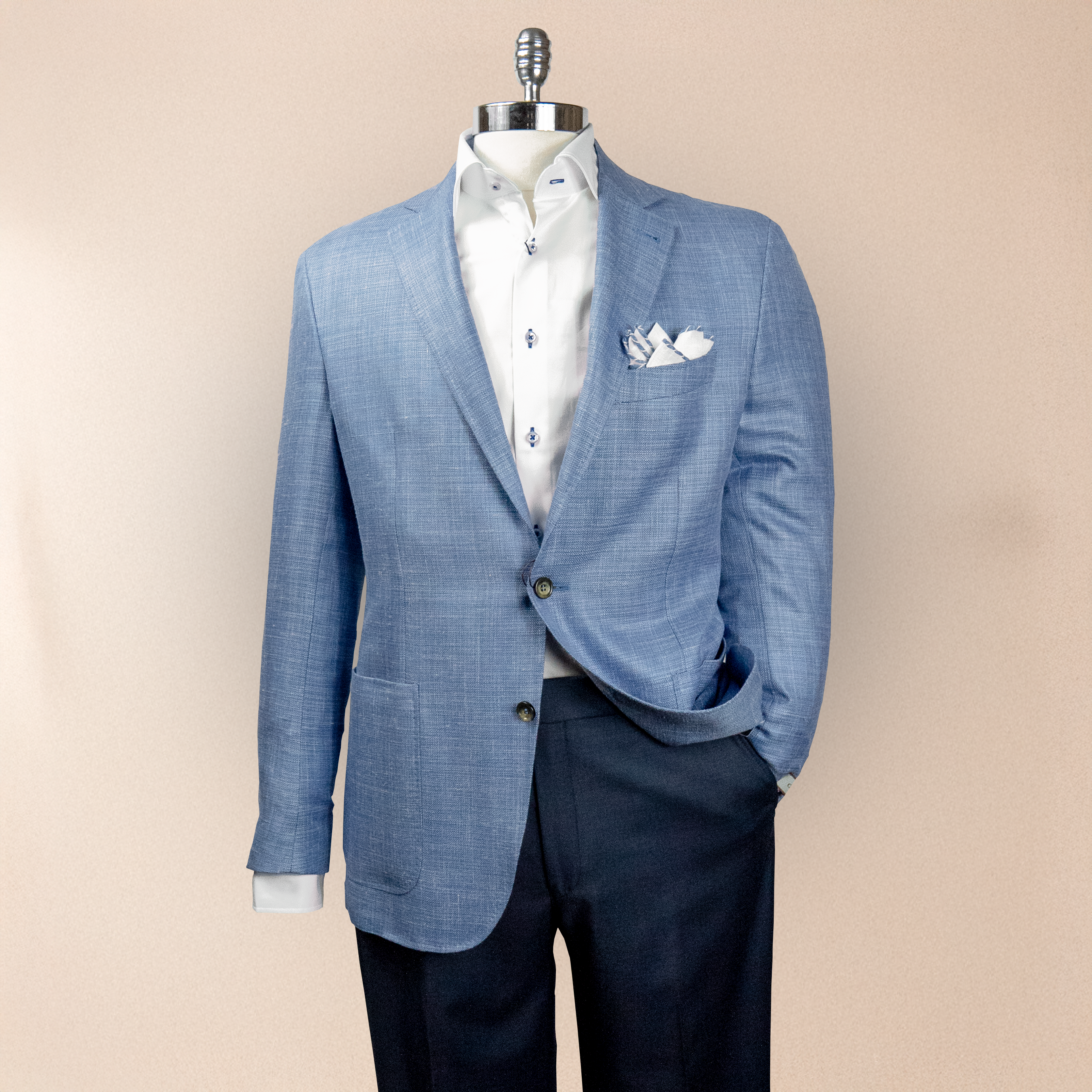 CANALI Blue Solid Kei Sport Coat for Men | Premium Italian Wool Blazer | Business, Office & Formal Events