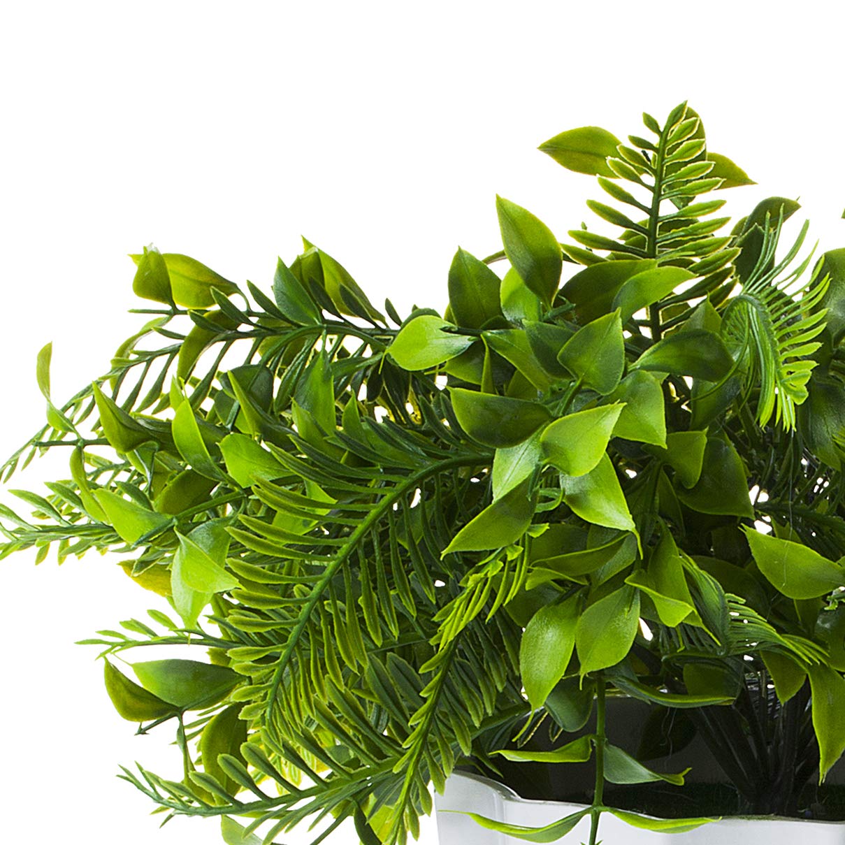 ENOVA HOME 12 Inch Tall Artificial Faux Plants in White Decorative Pot - Realistic Greenery for Home, Office, Living Room, Bedroom & Bathroom Decor (6225) | Perfect for Shelves, Desks, Tables & Window Sills