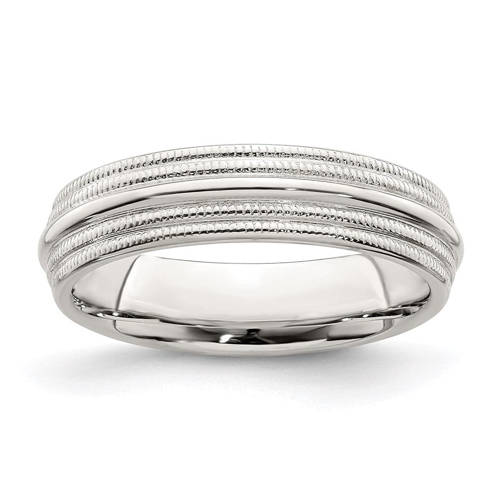 925 Sterling Silver 5mm Double Milgrain Wedding Band Ring for Women & Men - Elegant Diamond2Deal Wedding Jewelry - Perfect for Engagement, Anniversary & Special Occasion Gifts