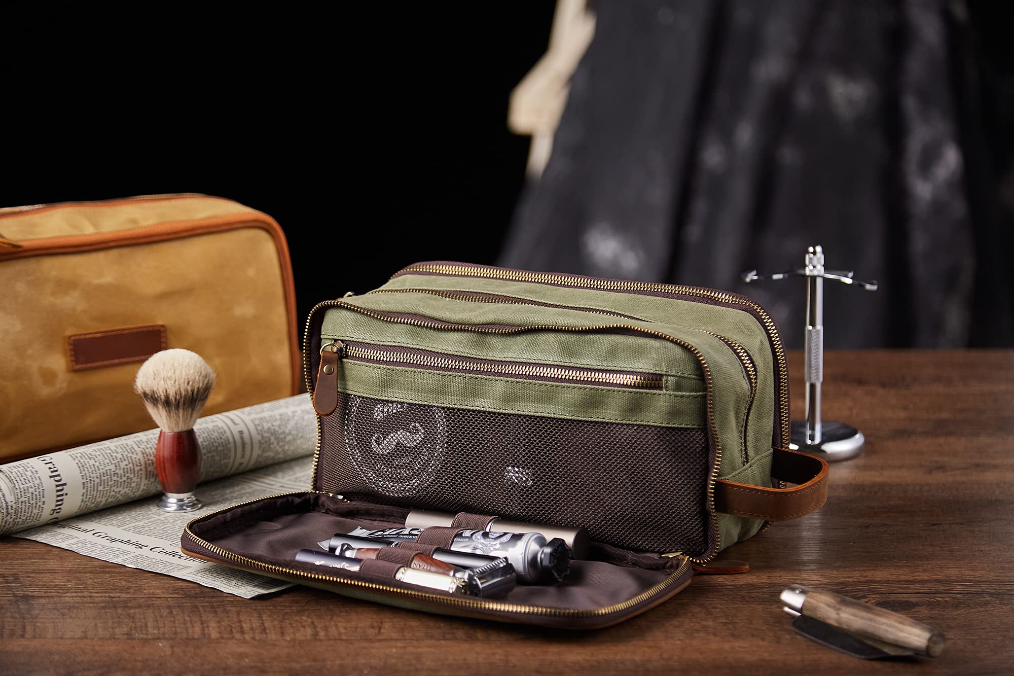 Waterproof Hanging Travel Toiletry Bag for Men & Women - Personalized Canvas Dopp Kit with Multiple Pockets for Shaving & Bathroom Essentials (Coffee Brown) | Perfect for Camping, Gym & Business Trips