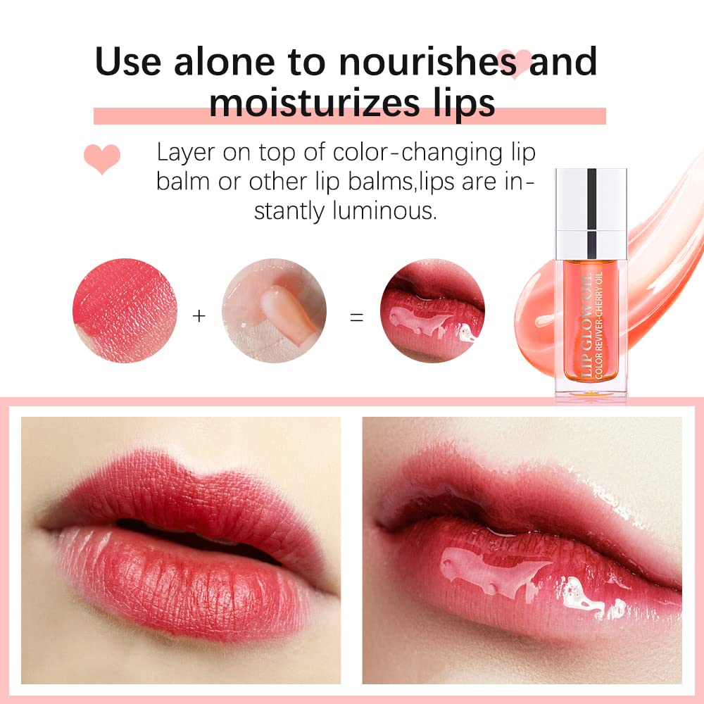 Hydrating Lip Glow Oil - Moisturizing & Plumping Lip Gloss, Non-Sticky Long Lasting Tinted Lip Oil with Rosewood (#012) to Reduce Lip Lines | Perfect for Daily Hydration, Night Care & Makeup Looks