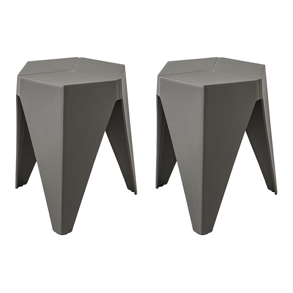 2-Pack Plastic Bar Stools with Puzzle Design - Grey Foot Stools for Kitchen, Bar, or Living Room Seating