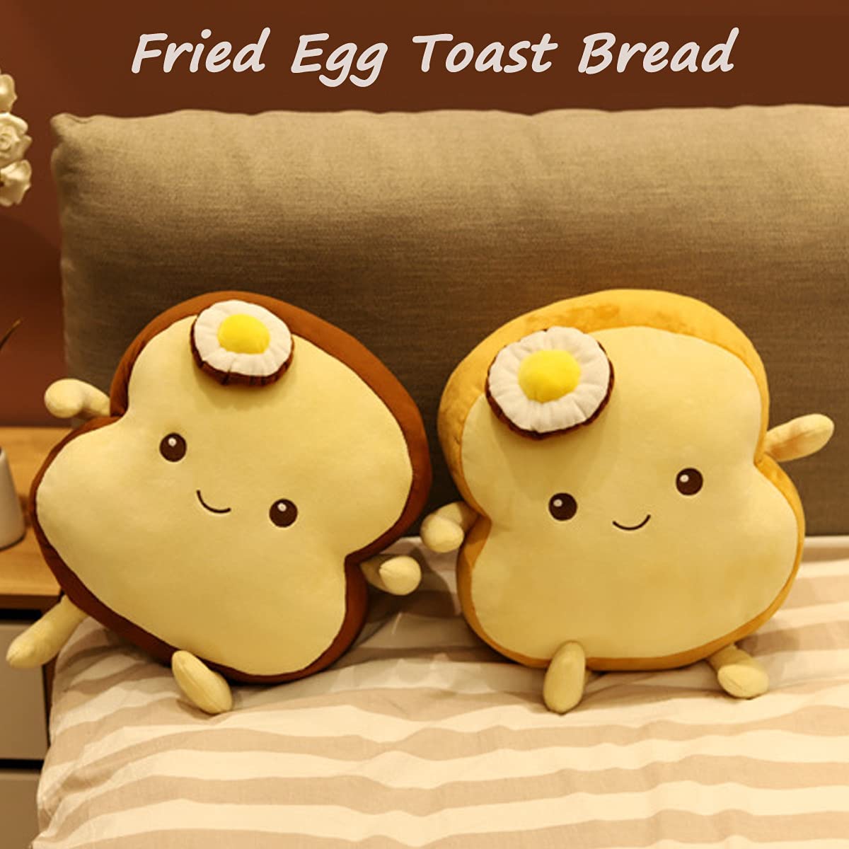 Funny Fried Egg Toast Plush Pillow - 9.8 Inch Soft Stuffed Bread Cushion for Kids & Adults | Cute Food-Themed Sofa Pillow, Fluffy Hugging Toy for Bedroom Decor, Gifts, and Relaxation (Egg Design)