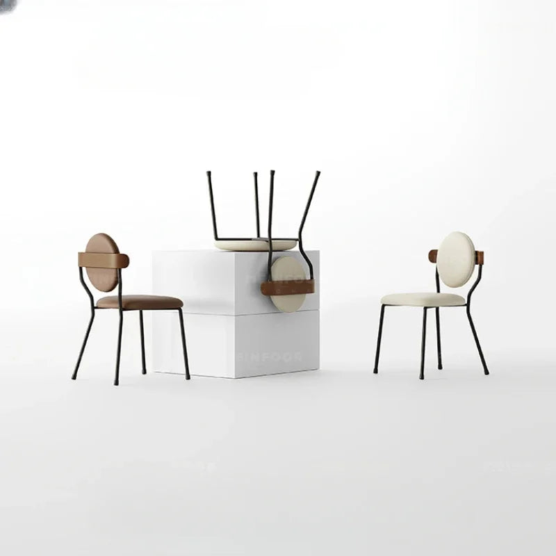 Minimalist Wrought Iron Accent Dining Chair - Modern Farmhouse Style Metal Side Chair for Kitchen, Dining Room, and Outdoor Patio Use