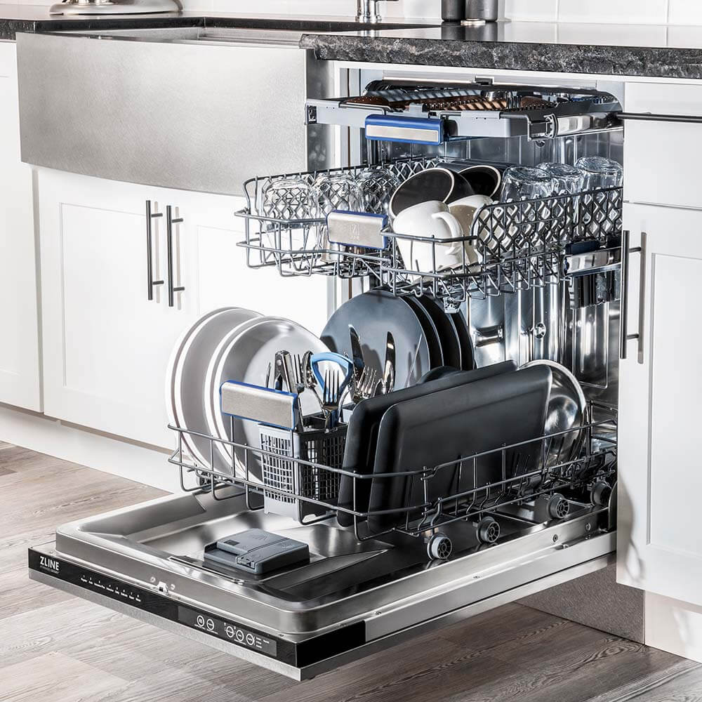 ZLINE 24 Inch Tallac Series 3rd Rack Tall Tub Dishwasher - Stainless Steel Panel & Tub, 51dBa Quiet Operation (DWV SN 24) - Perfect for Modern Kitchens and Busy Households
