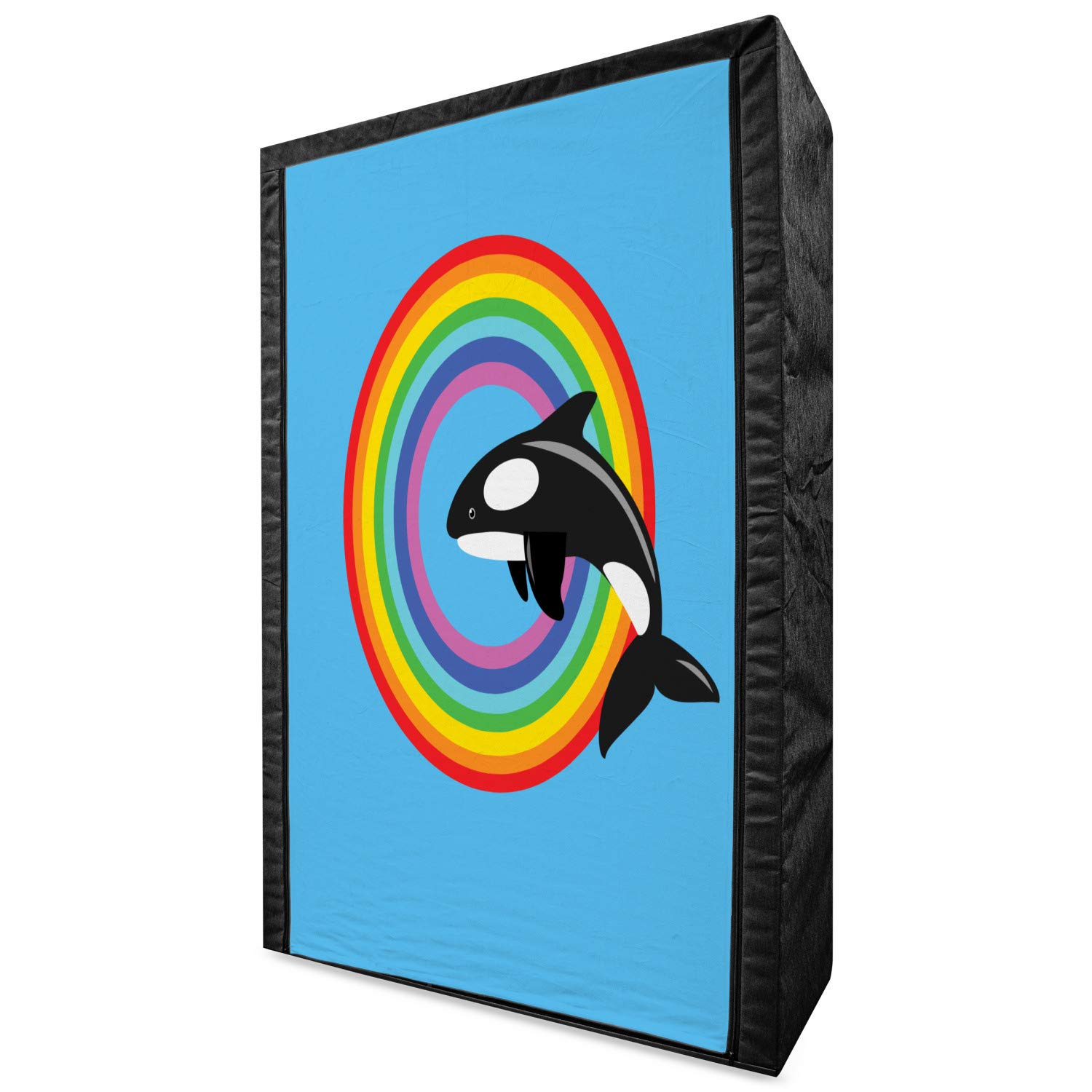 Ambesonne Whale Portable Fabric Wardrobe - Modern Rainbow Print Design with Jumping Killer Whale Circle - 42.5