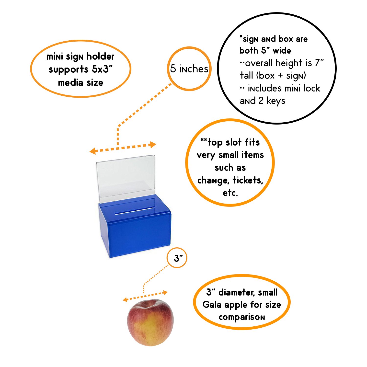 Source One Small 5-Inch Wide Deluxe Oblong Donation Box with Ad Frame & Free Lock (Blue) - Perfect for Retail Stores, Churches, and Fundraising Events
