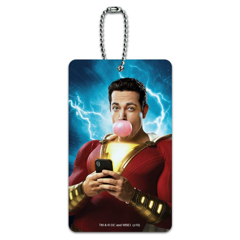 Shazam! Movie Themed Bubblegum Poster Luggage Tag - Durable Suitcase ID Card for Carry-On Bags - Perfect for Travel, Cosplay & Comic Book Fans