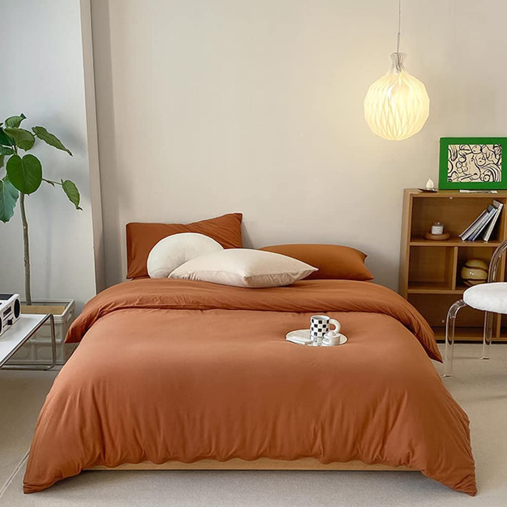 CLOTHKNOW Pumpkin Duvet Cover Set King Size - 3 Piece Burnt Orange & Brown Terracotta Bedding Set for Men & Women | Perfect for Fall Decor, Cozy Bedroom Upgrade, and Seasonal Home Styling