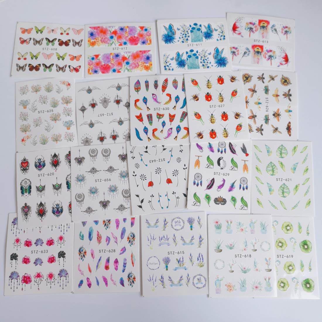 10 Pack Flower Nail Art Stickers - Water Slide Decals with Rhinestones for Acrylic Nails - DIY Nail Decorations for Manicure & Pedicure - Perfect for Parties, Weddings, and Salon Use (Style 1)