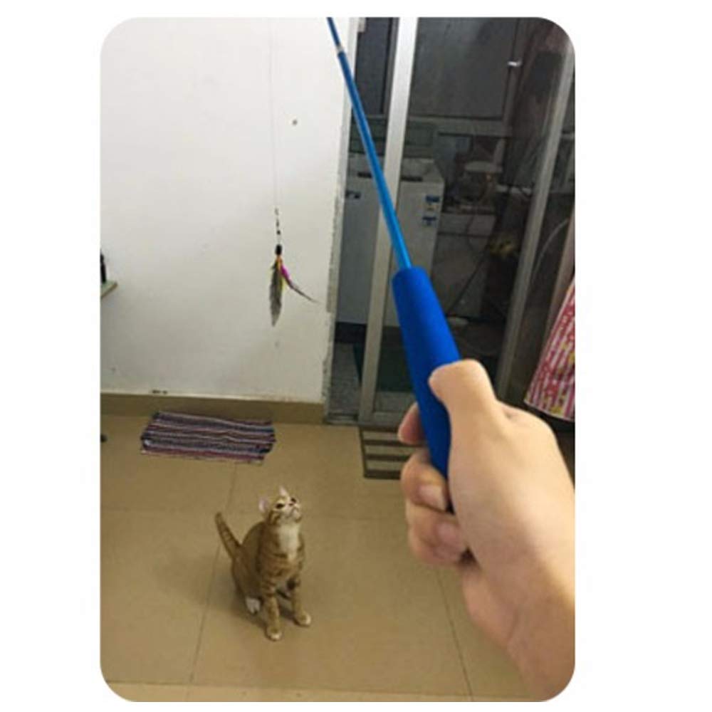Interactive Retractable Cat Wand Toy - 3-Section Extendable Teaser with Feather for Kittens & Adult Cats | Durable Catcher Fishing Pole Exerciser | Perfect for Indoor Play, Training & Bonding with Your Feline Friend