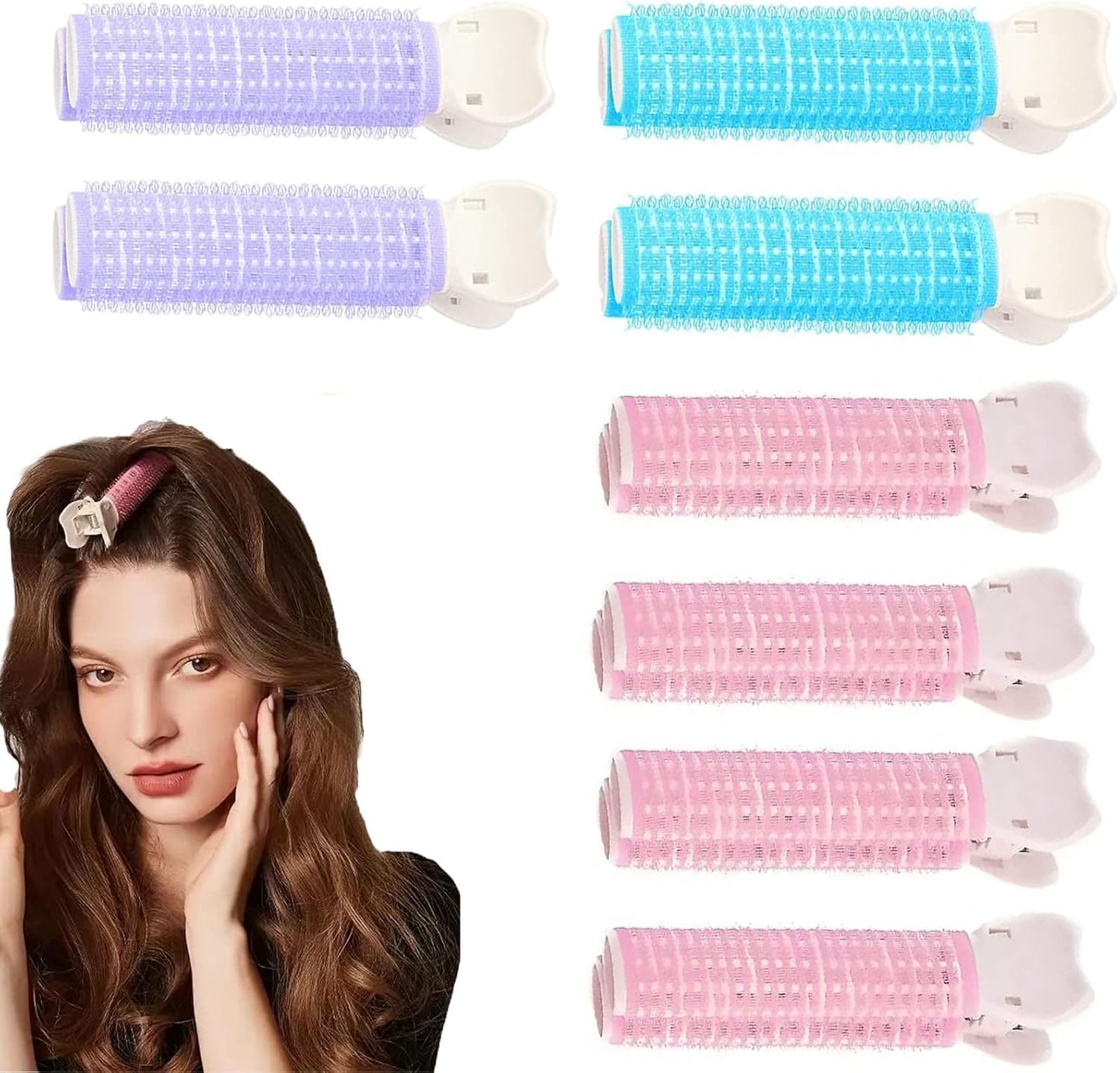 NYAMAH SALES Hair Root Clip - Fluffy Hair Curler Clips for Volume & Styling (2-Pack, Multi Color) - Plastic Self-Grip Root Volumizing Tool for Curly, Wavy & Straight Hair - Perfect for Salon, Home Use & Travel Styling