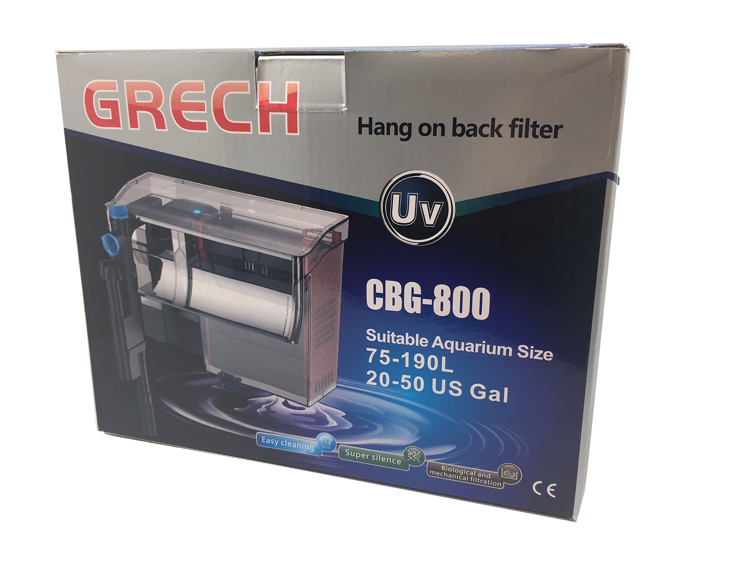 CBG-800 5W UV Sterilizer Hang-On Back Filter for 20-50 Gallon Aquariums | 211 GPH Flow Rate | Black Water Purifier | Perfect for Freshwater & Saltwater Fish Tanks