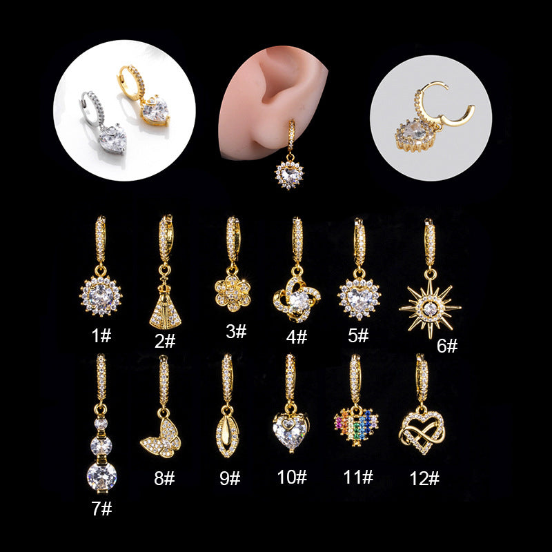 18K Gold Cartilage Huggie Hoop Earrings for Women - Sparkly Minimalist Earrings | HSPJ404 | Perfect for Everyday Wear, Parties & Gifts