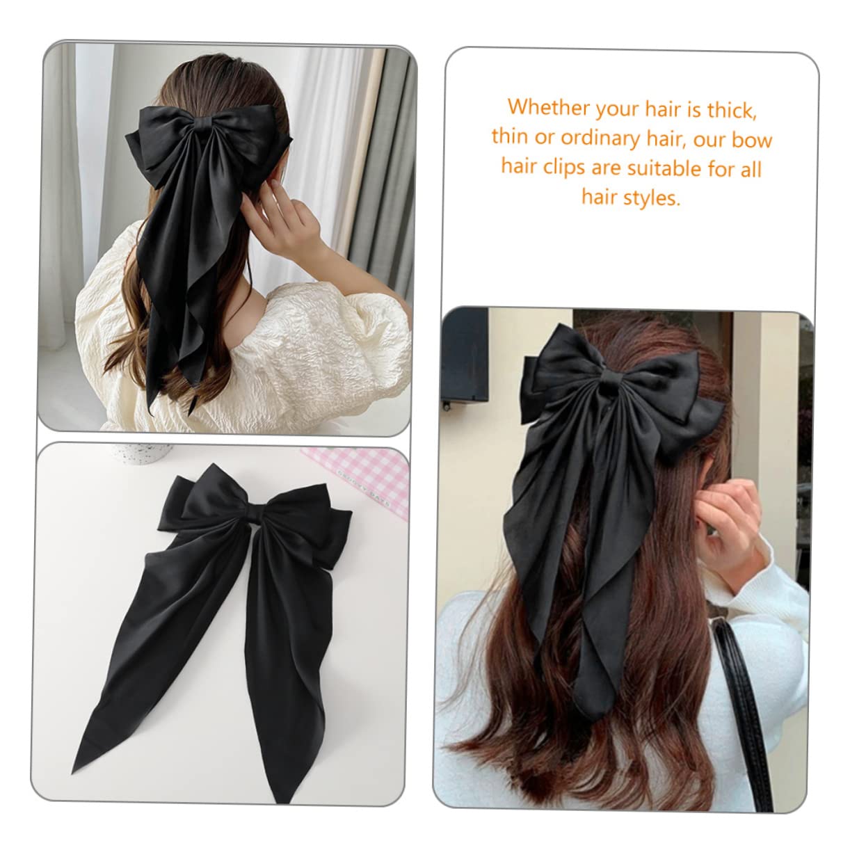Minkissy 4 Sets Elegant Bowknot Hair Clips for Women - Large Hair Bows, Ribbon Hair Accessories (8 Pieces) - Perfect for Weddings, Parties, and Everyday Styling