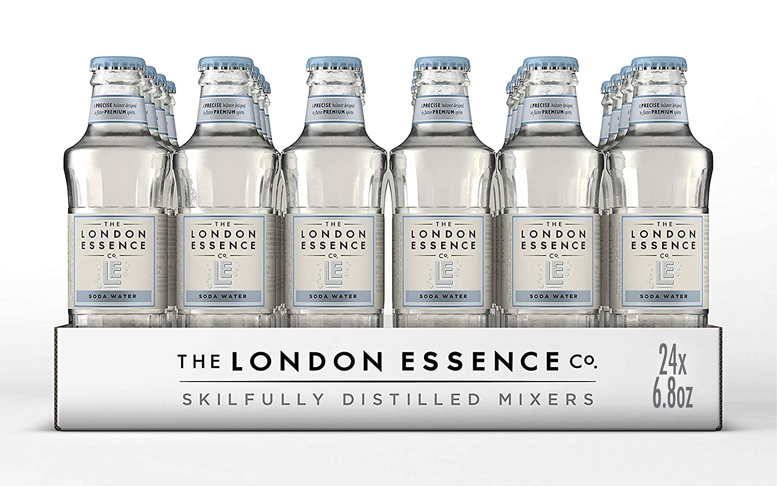 London Essence Premium Soda Water - Carbon Filtered, Clean Mineral Aroma, Moderate Carbonation - 24 Pack (6.8 Fl Oz Bottles) - Perfect Mixer for Gin, Vodka & Cocktails - Ideal for Home Bars, Parties & Refreshing Drinks