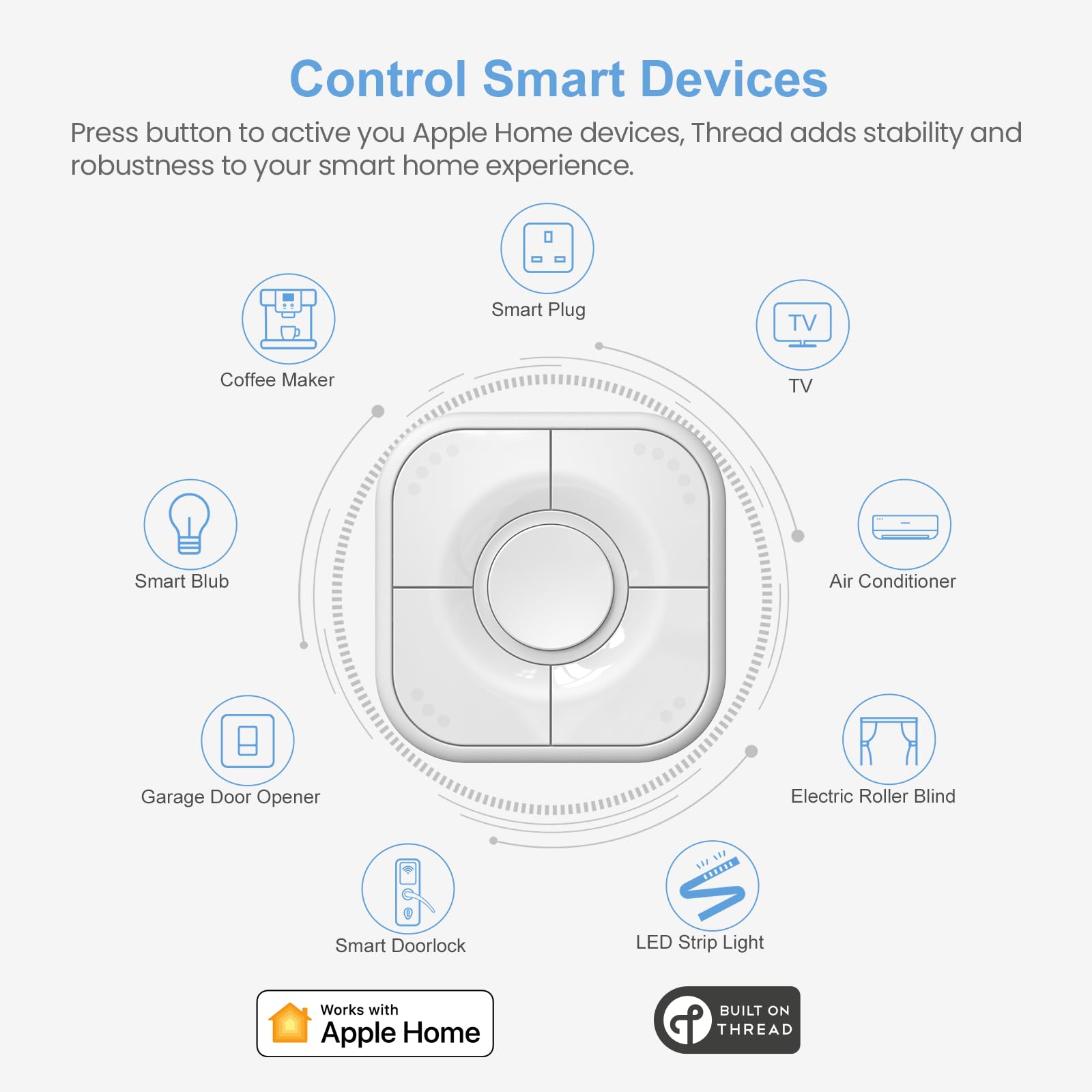 5-Key Smart Button Switch - Apple HomeKit Compatible Scene Controller for Smart Home Automation (iOS 17.4+) | Control Lights, Appliances & Create Custom Scenes | Perfect for Living Room, Bedroom & Office Setup
