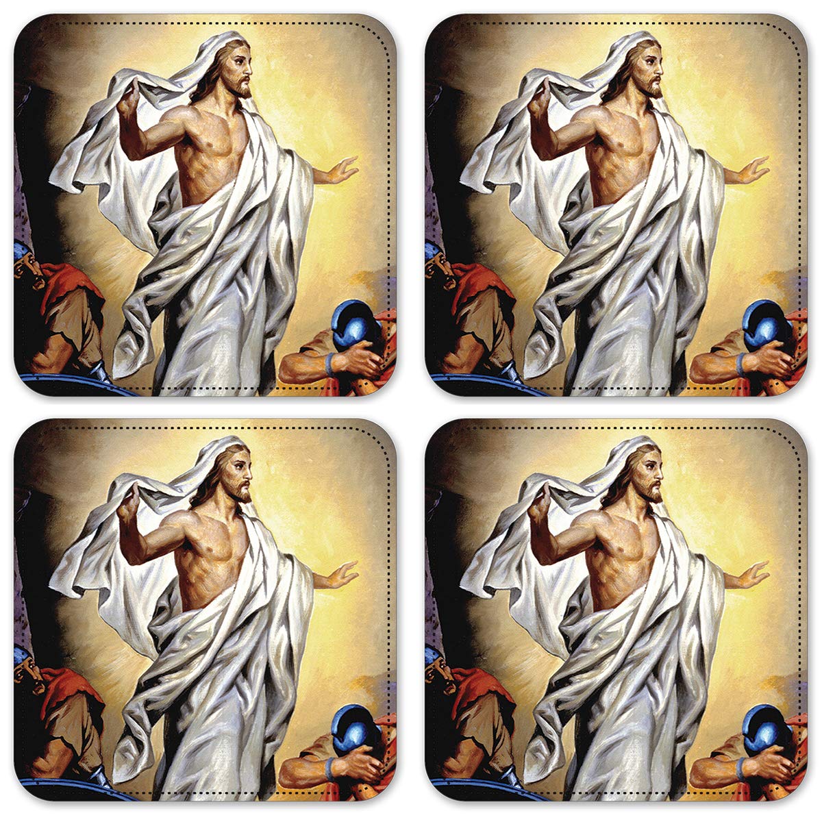Vinyl Drink Coasters Set of 4 - The Resurrection Design - Absorbent & Durable Bar Coasters for Home, Office, or Restaurant Use