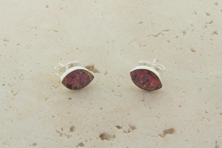 Opal Stud Earrings with Rose Seed Design - Perfect for Weddings, Parties & Everyday Elegance