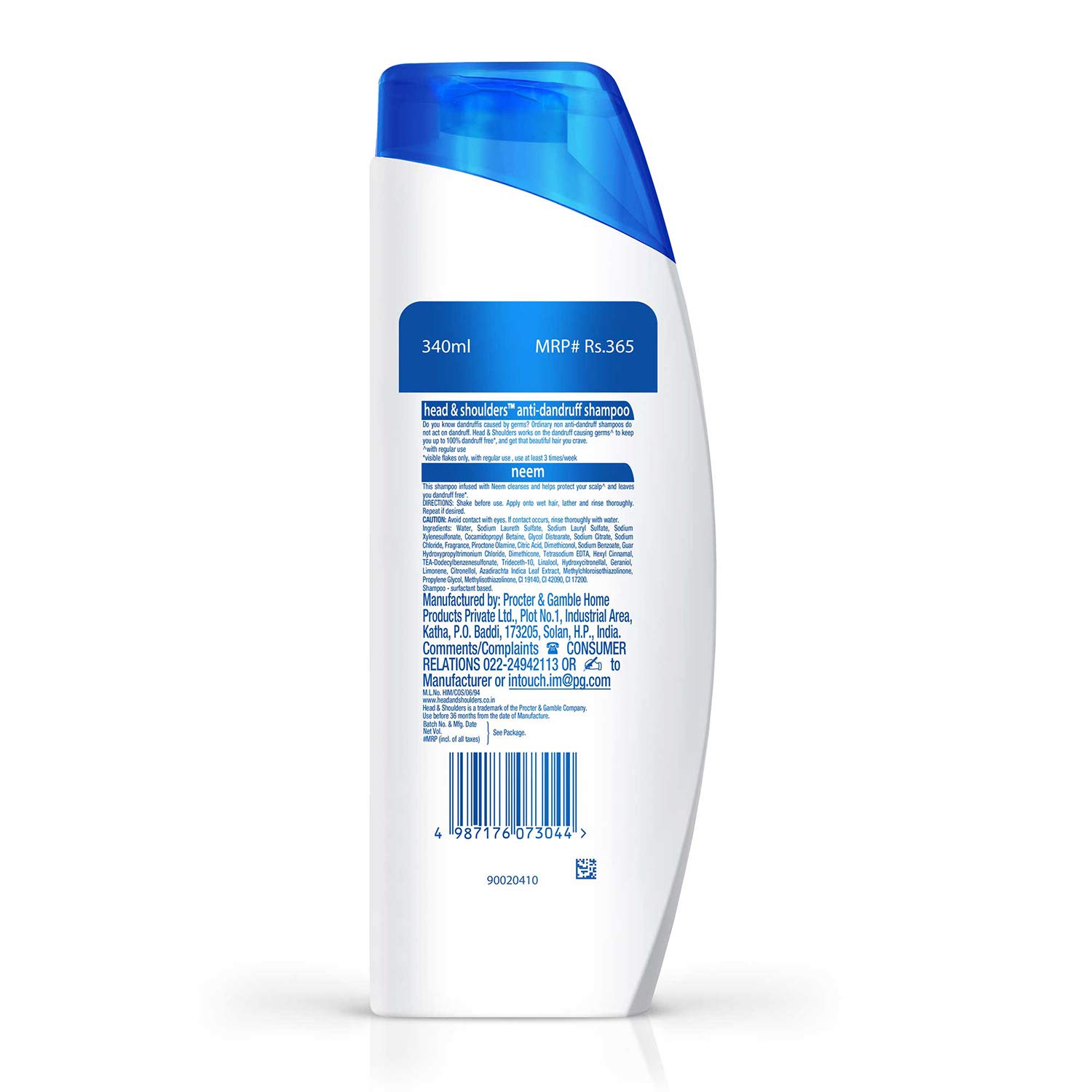 Head & Shoulders Anti Dandruff Shampoo with Neem - 11.5 fl oz (340ml) for Scalp Care & Itch Relief - Perfect for Daily Use & Sensitive Scalps