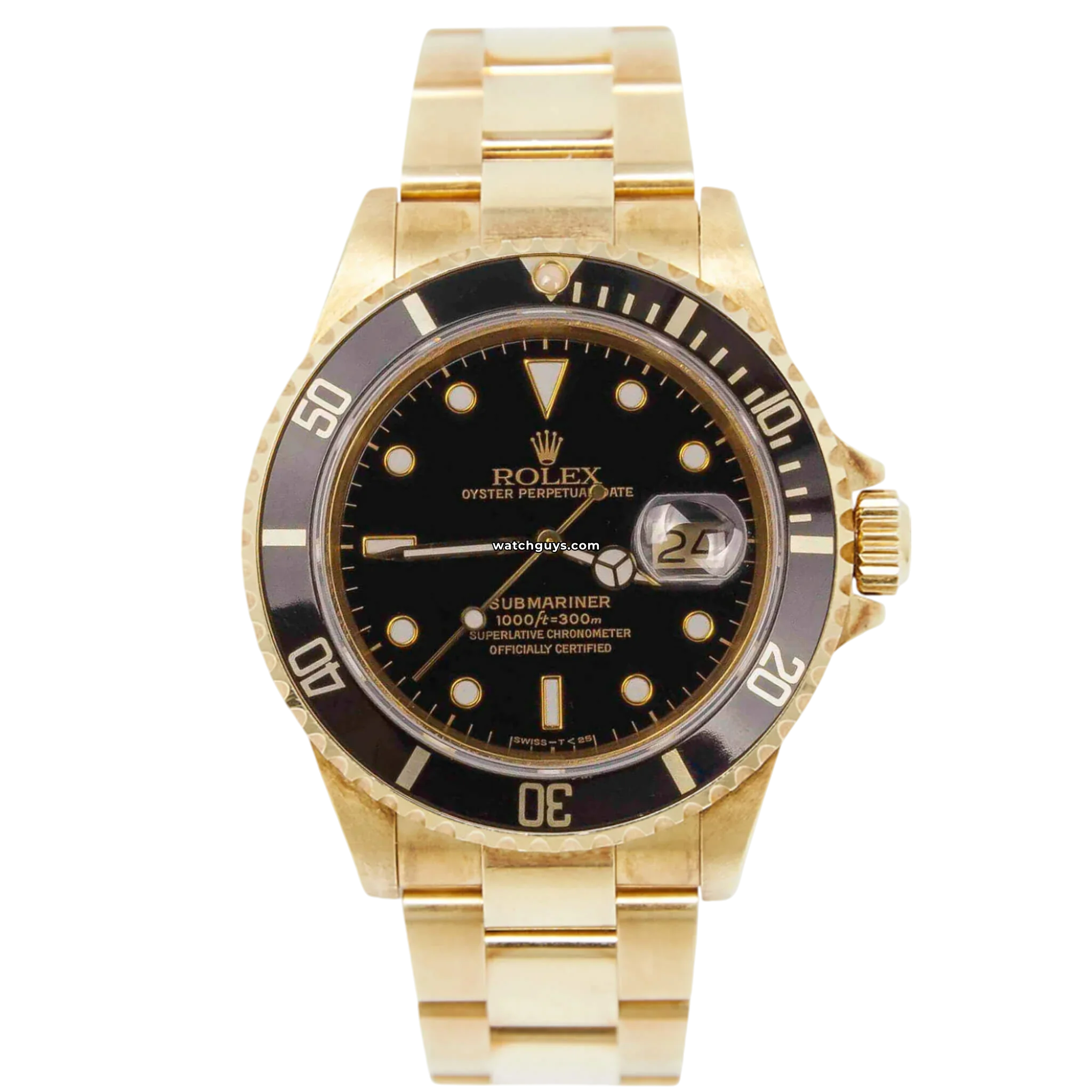 Luxury Rolex Submariner 16618 Men's Watch - 18K Yellow Gold & Black Dial - Professional Diver's Timepiece for Business, Formal & Special Occasions