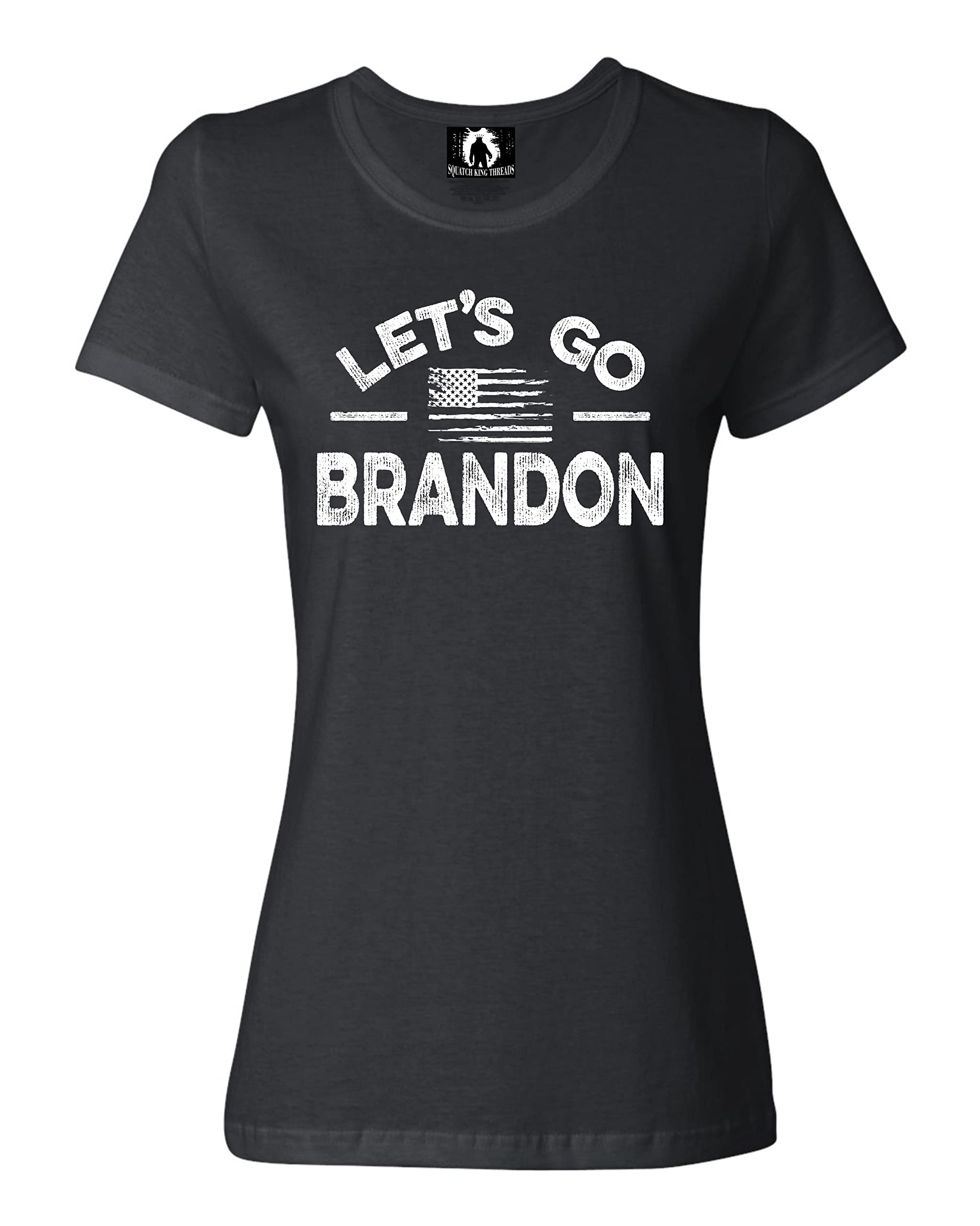 Squatch King Threads Exclusive Let's Go America Women's T-Shirt | Patriotic Graphic Tee for Women | Casual Wear, Fourth of July, Independence Day Outfits