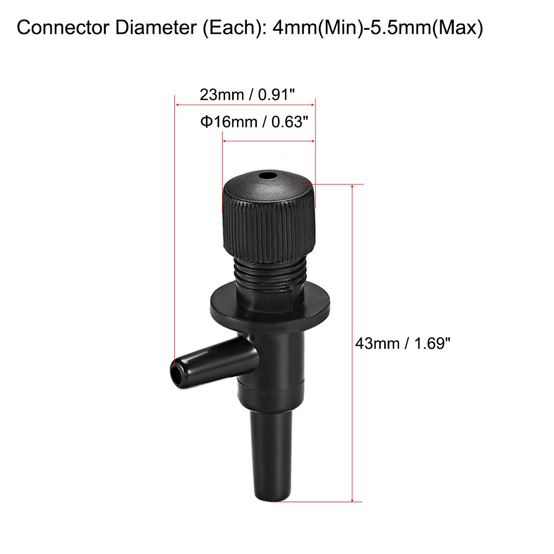 uxcell 2-Way Aquarium Air Pump Control Valve - Plastic Black (5Pcs) for Fish Tank Oxygen System | Perfect for Freshwater/Saltwater Tanks & Hydroponics