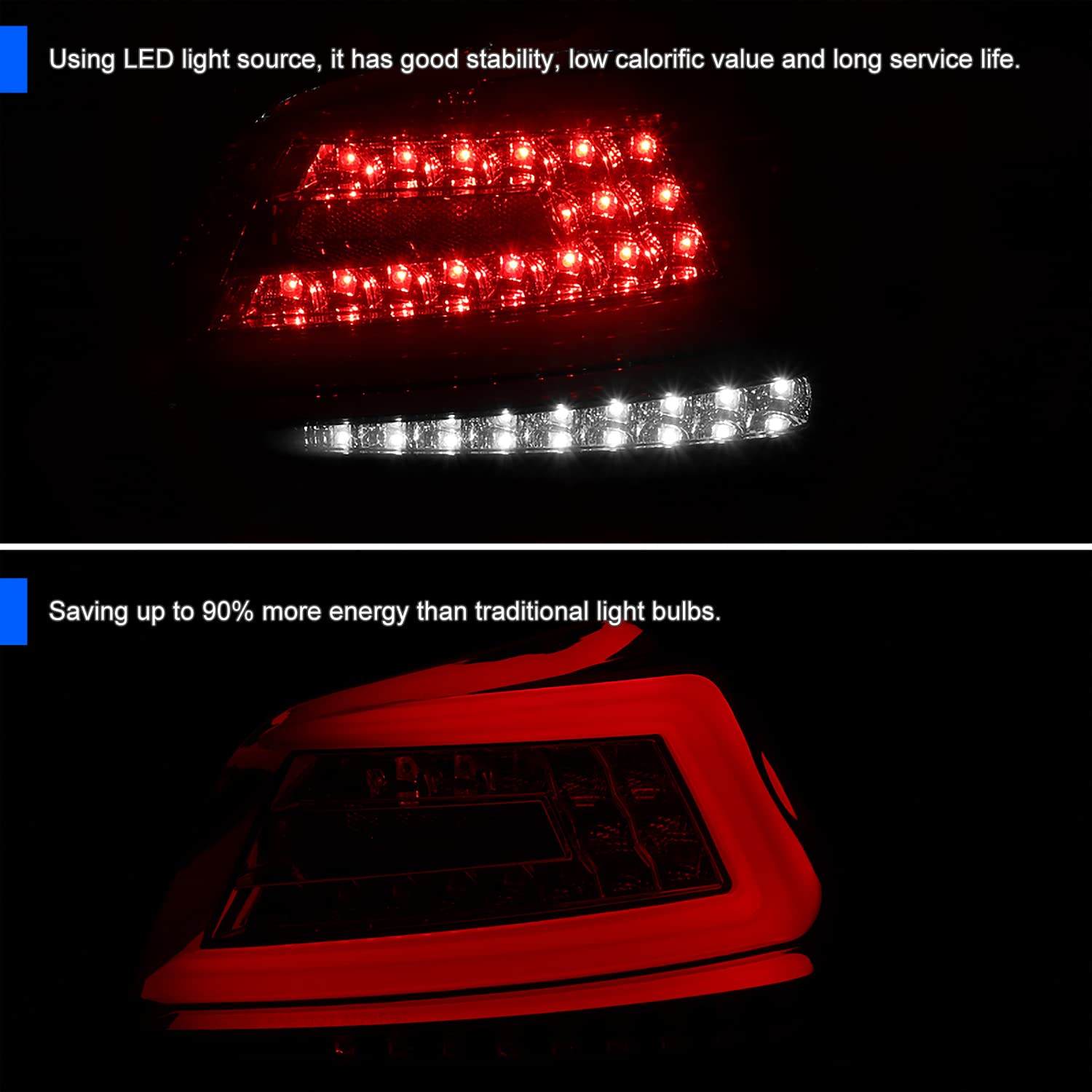 Spec-D Tuning Smoke LED Tail Lights with White Sequential LED Tube - Compatible with 2015-2021 Subaru WRX/WRX STI (Left + Right Pair Assembly) - Upgrade Your Car's Style & Visibility for Night Driving
