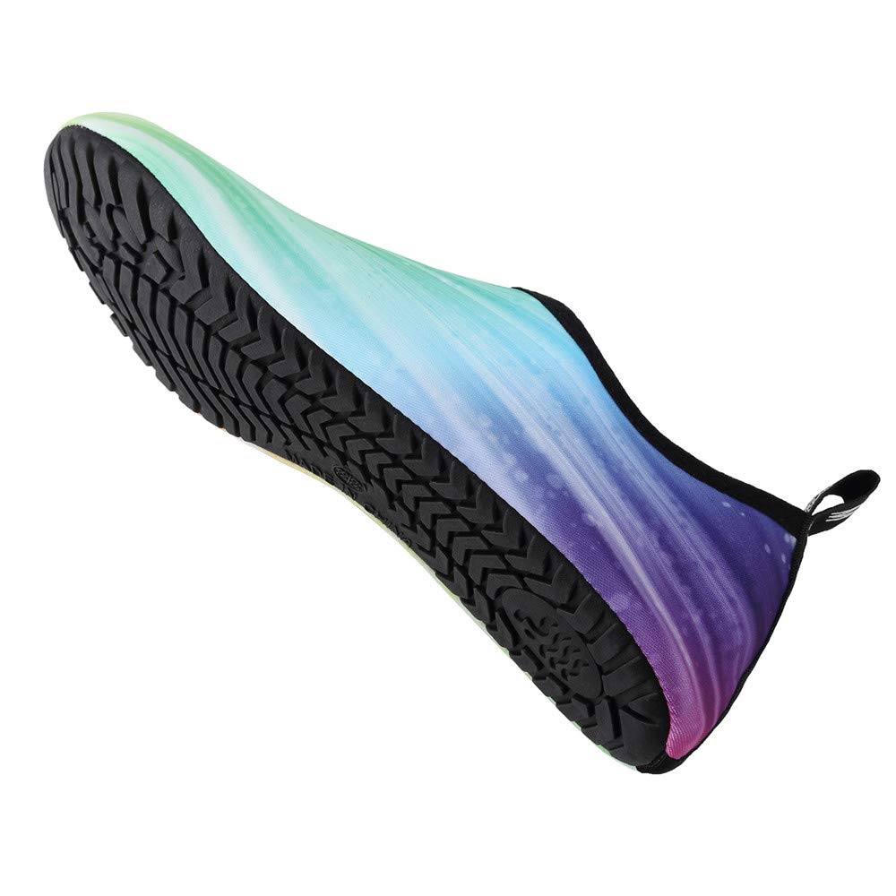 Women's & Men's Quick-Dry Water Shoes for Beach, Swim, Yoga & Exercise - Barefoot Aqua Socks with Non-Slip Sole (Gradient Green, US 9-10) | Perfect for Pool, Surfing, Kayaking & Water Sports