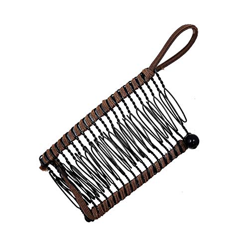 Vintage Stretchable Hair Clip with 20 Teeth Comb - Double Hair Accessory for Women & Girls (Brown, One Size) - Perfect for Updos, Ponytails & Everyday Styling