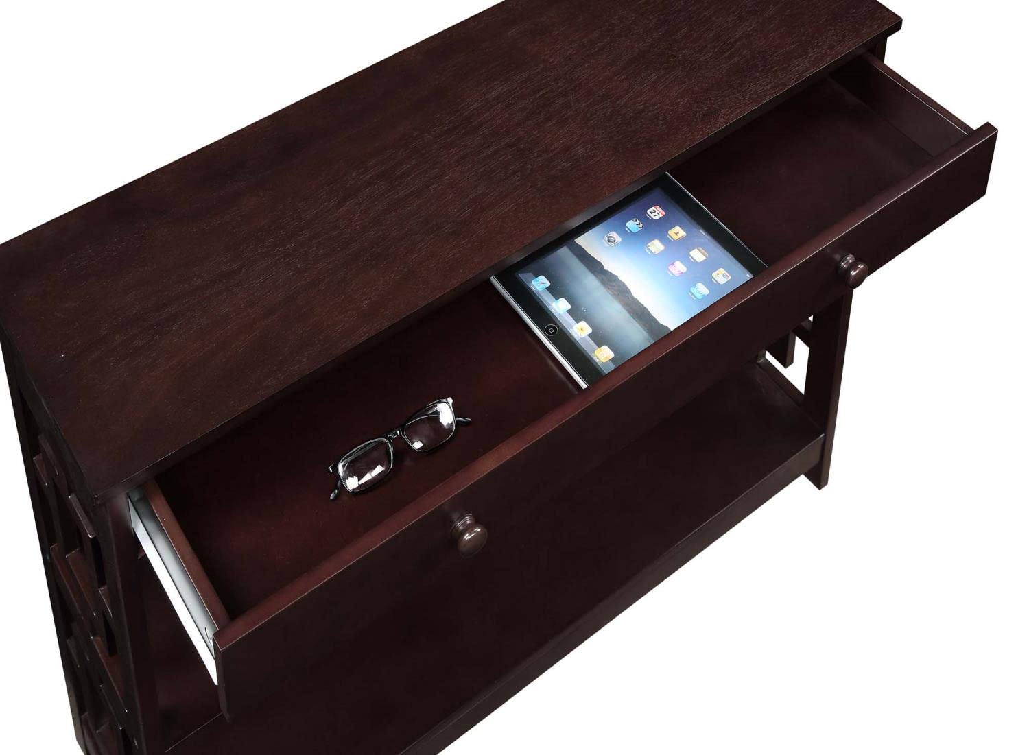 Convenience Concepts Town Square Console Table - Espresso Finish - Entryway Sofa Table for Hallway, Living Room & Home Decor