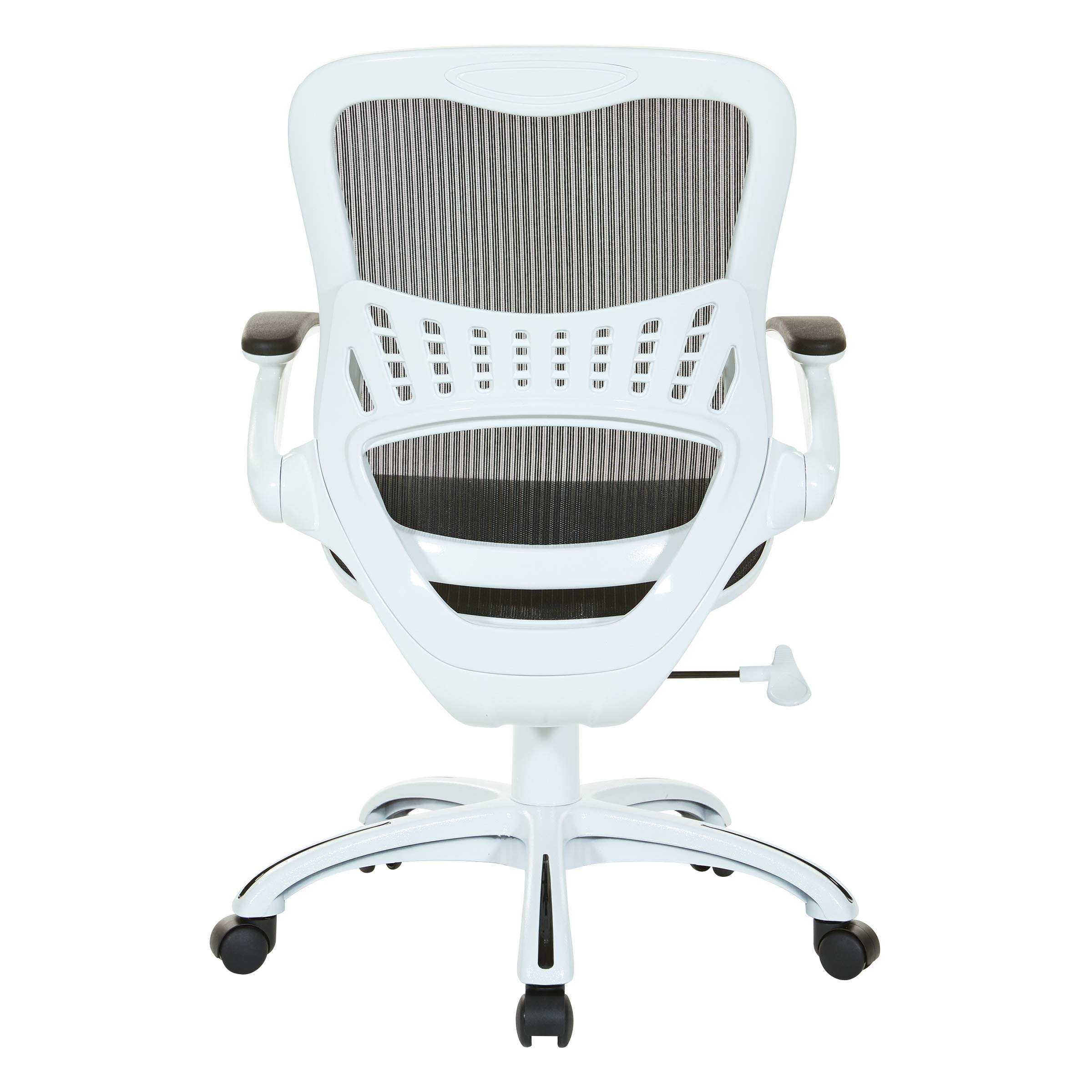OSP Home Furnishings Riley Ergonomic Mesh Office Chair - Breathable Back & Seat, White Base with Black - Perfect for Home Office, Executive Desk & Workspace