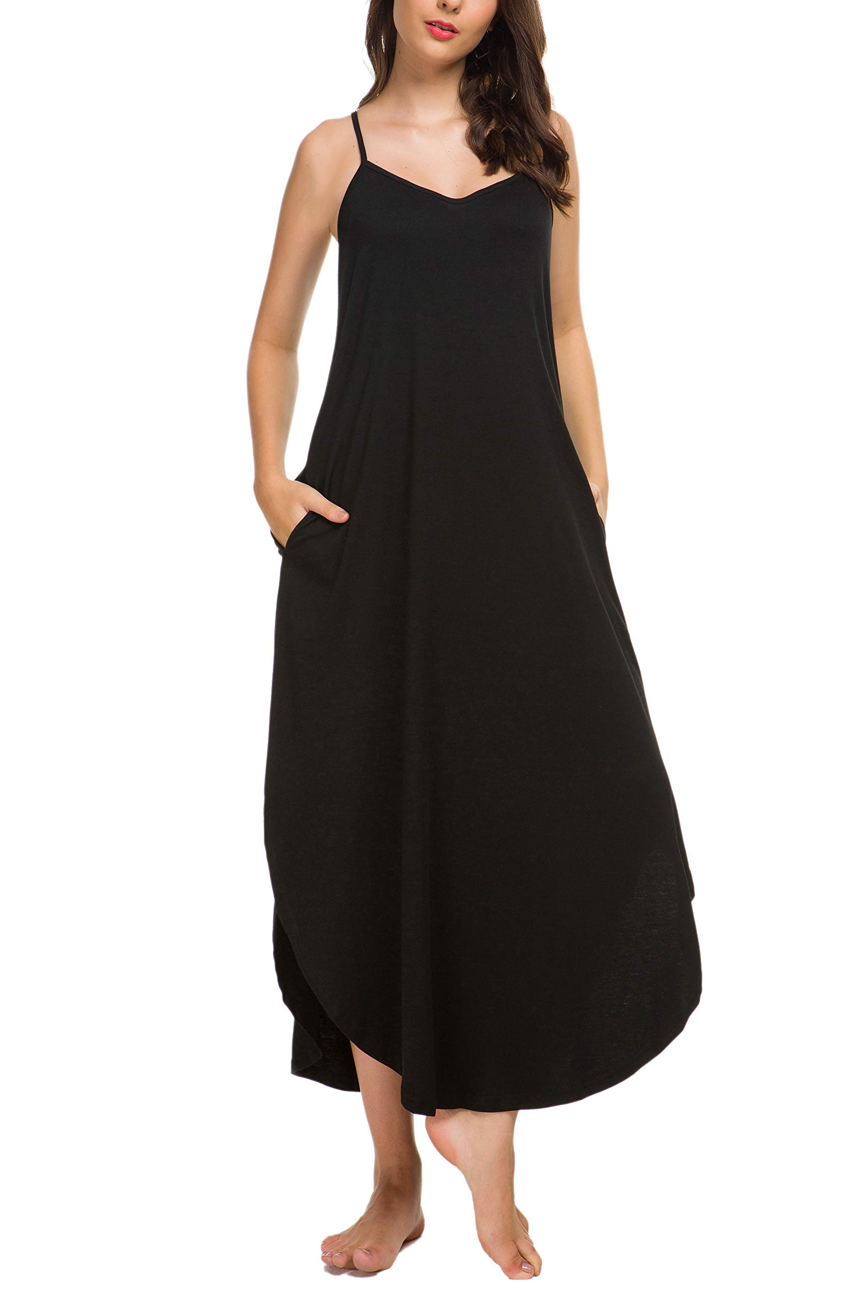 AVIIER Women's Sexy Nightgown & Lingerie Dress - Soft Full Slip Sleepwear with Pockets - Comfortable Nightwear for Sleeping, Lounging and Honeymoon