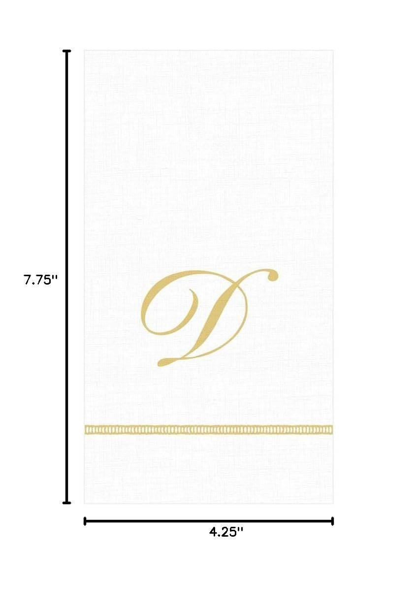 Personalized Hemstitch Script Initial 'D' Paper Guest Towels - Set of 40 Elegant Monogrammed Napkins for Weddings, Bridal Showers & Formal Dining Events