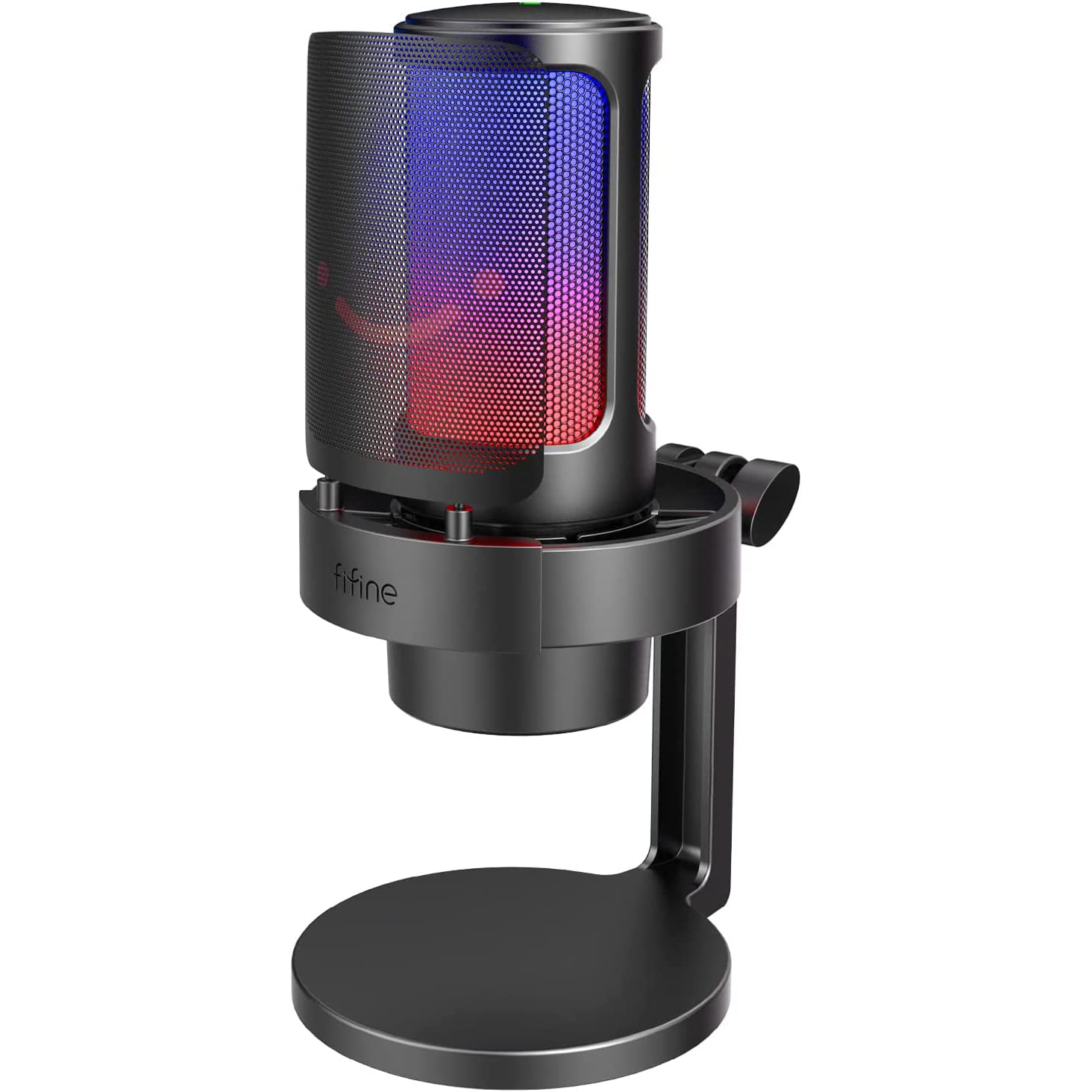 FIFINE USB Gaming Microphone for PC Mac PS4 PS5 - RGB Condenser Mic with Mute Touch & Headphone Jack for Streaming, Podcasting, YouTube, Twitch - Anti-Pop Filter & RGB Lighting Control - Perfect for Live Streaming, Gaming, Voice Chats & Professional Recordings