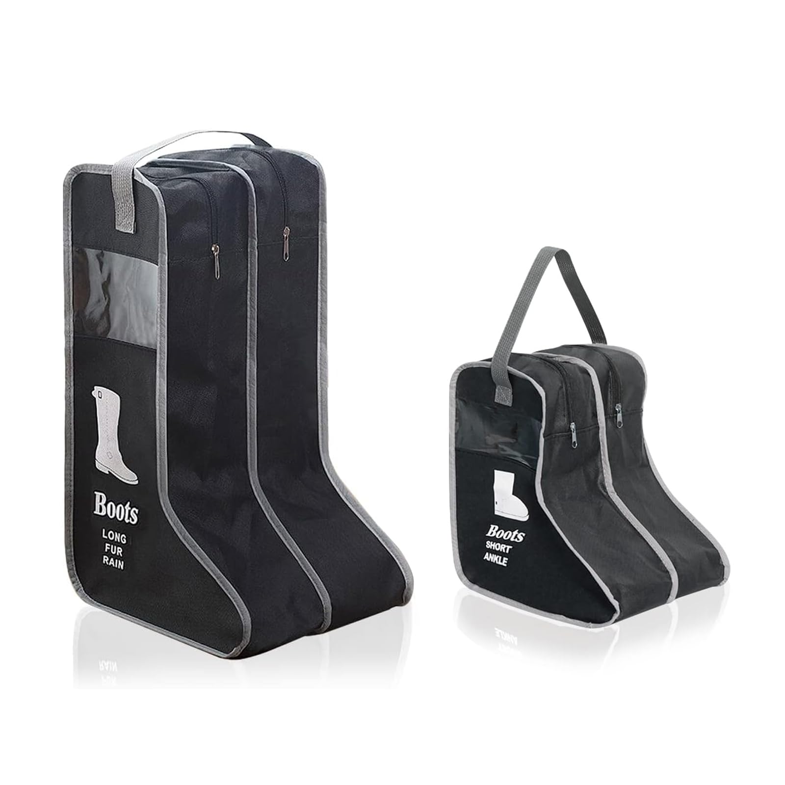 2 Pack Portable Boot Storage Bags for Tall & Short Boots - Dustproof Shoe Organizer for Travel, Packing & Closet Storage - Black Boot Carry Bags (Perfect for Travel, Home Organization & Boot Protection)