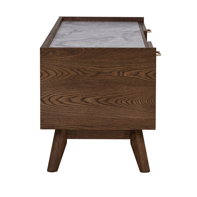 BREDA 180cm Walnut Entertainment TV Stand - Modern TV Console for Living Room, Bedroom & Home Theater