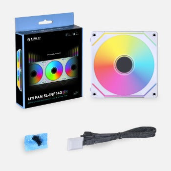 Lian Li Unifan Infinity SLIN140 140mm RGB PC Cooling Fan - Black (UF SLIN140 1B) & White (UF SLIN140 1W) - High Performance Case Fan for Gaming PC, Workstation & Custom Builds