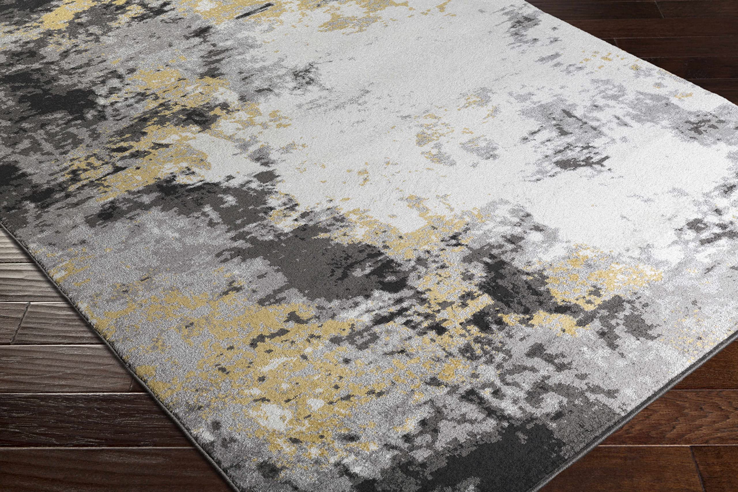 Hauteloom Modern Gardners Area Rug for Living Room & Bedroom - Soft Gray, Black, Beige - 7'10
